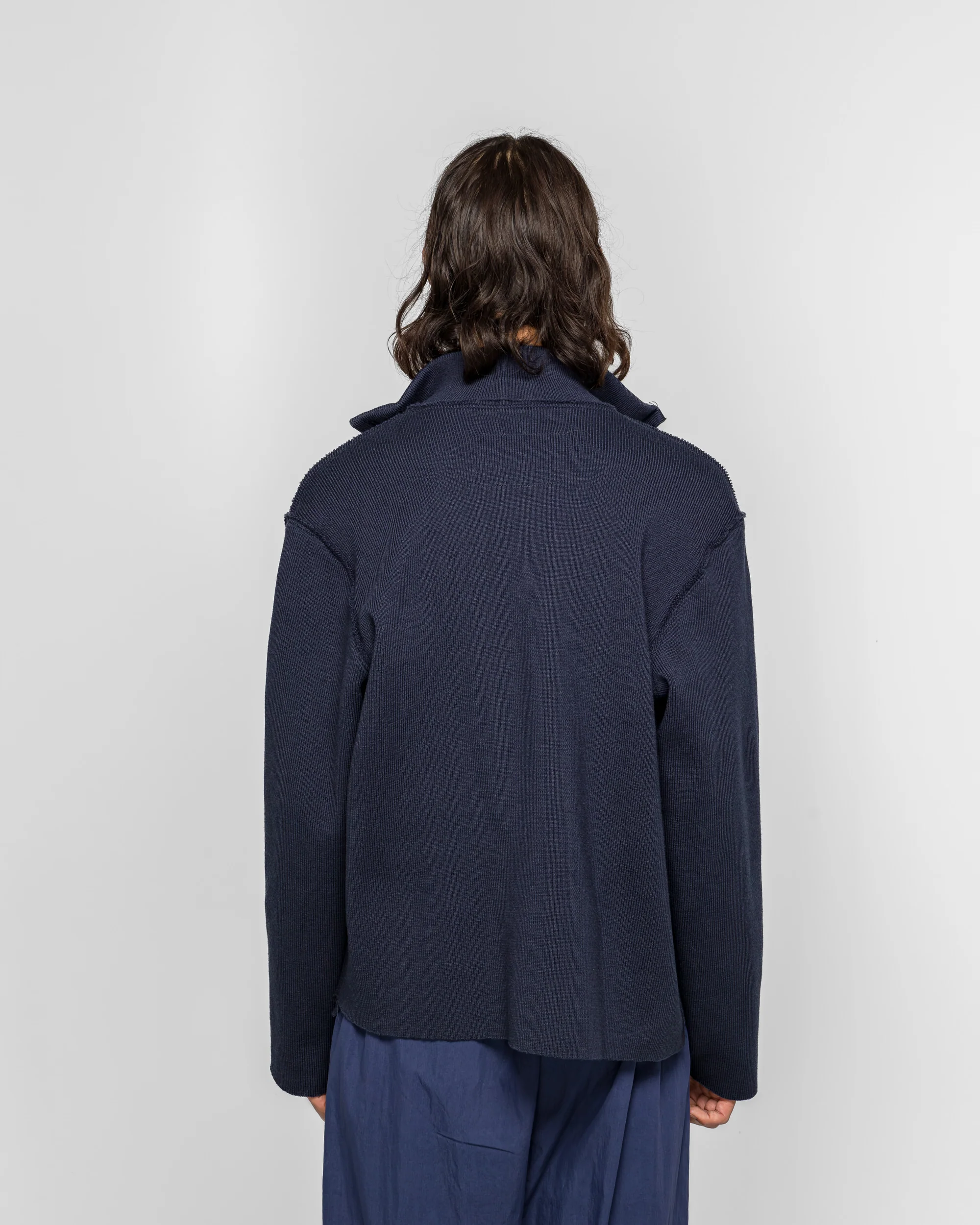 Zip-Up Knit - Navy - Image 4