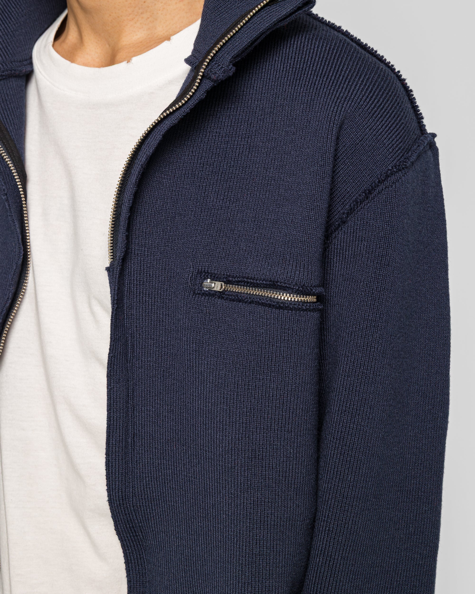 Zip-Up Knit - Navy - Image 5