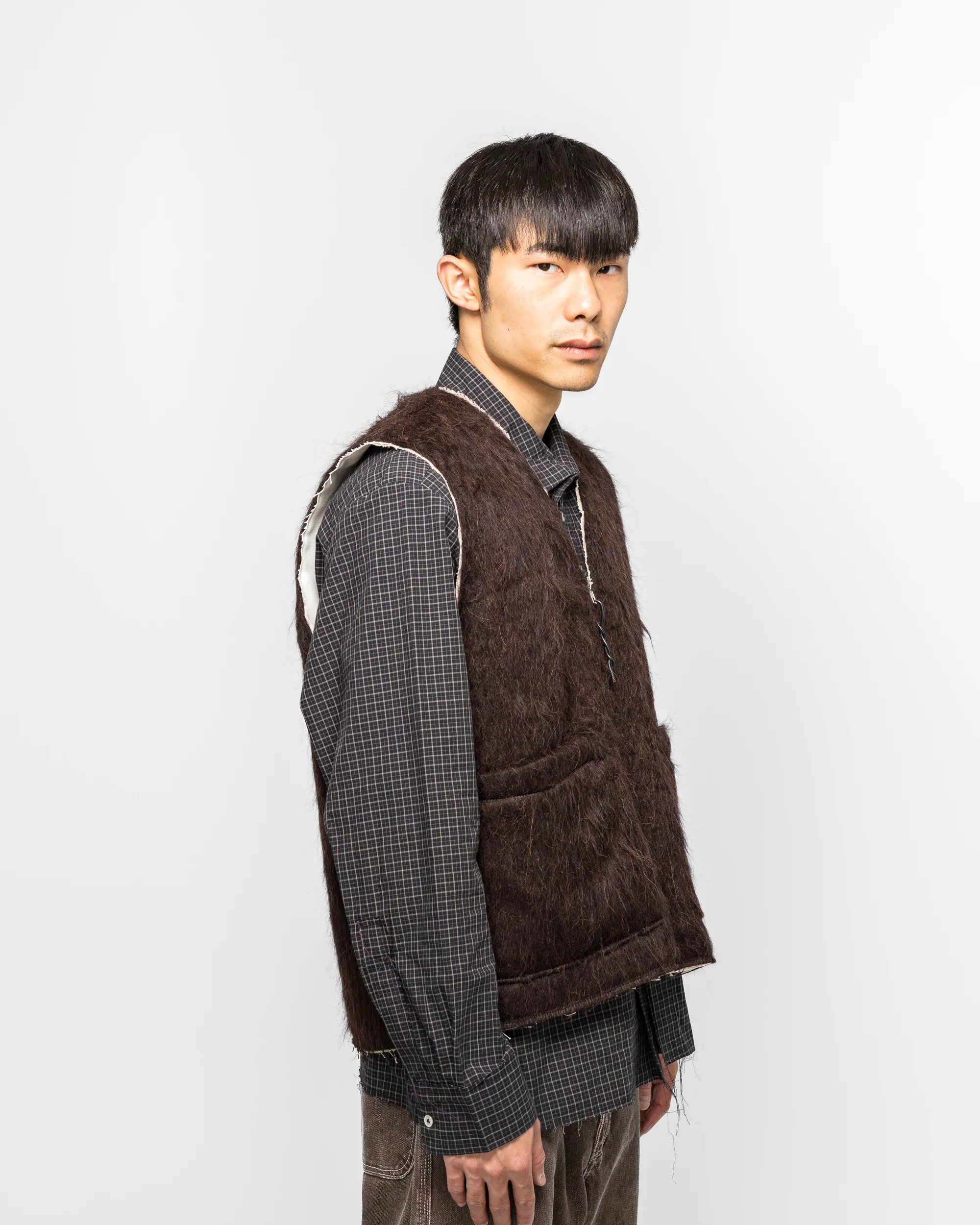 Zip Vest - Brown Hairy Wool - Image 3
