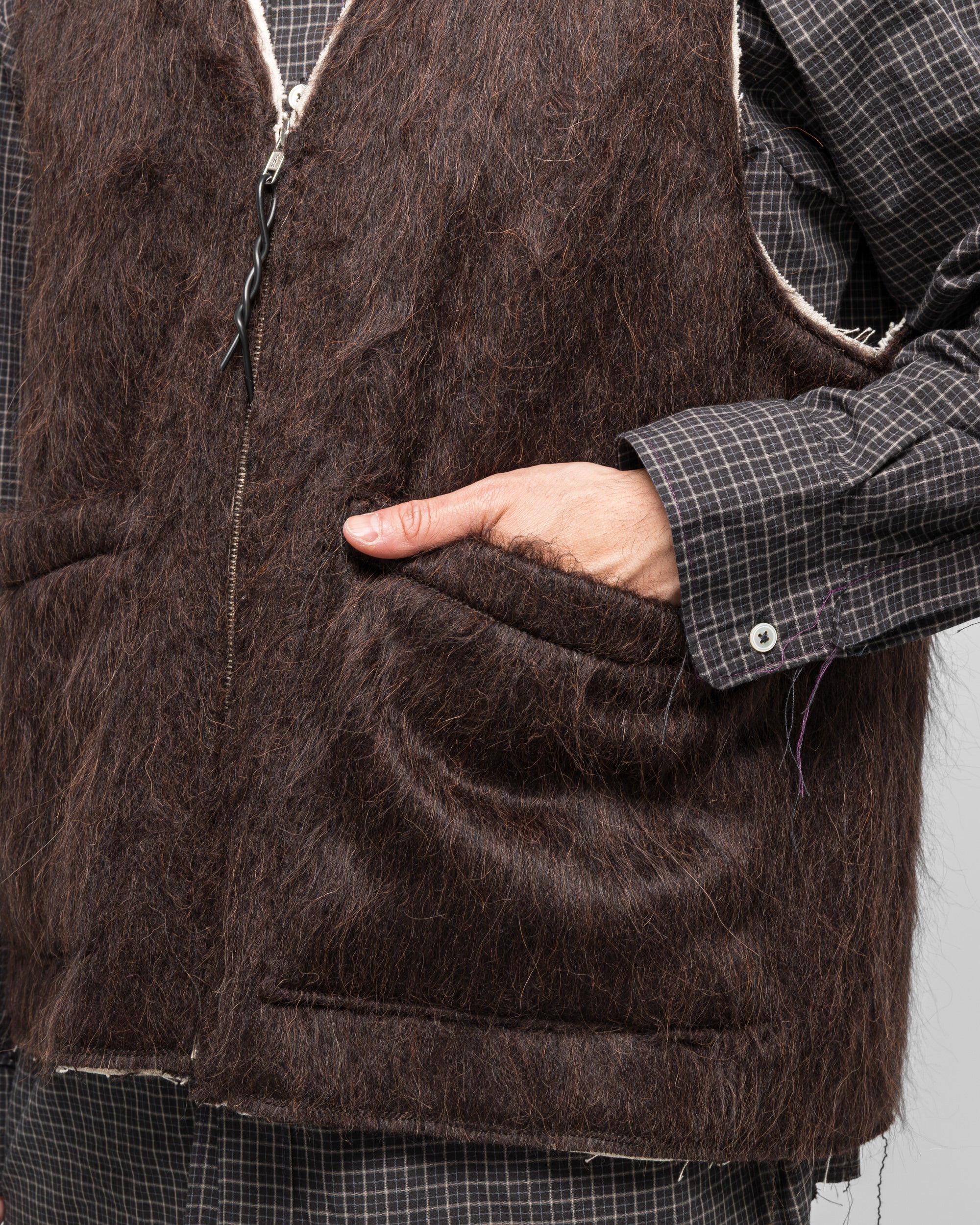 Zip Vest - Brown Hairy Wool - Image 5