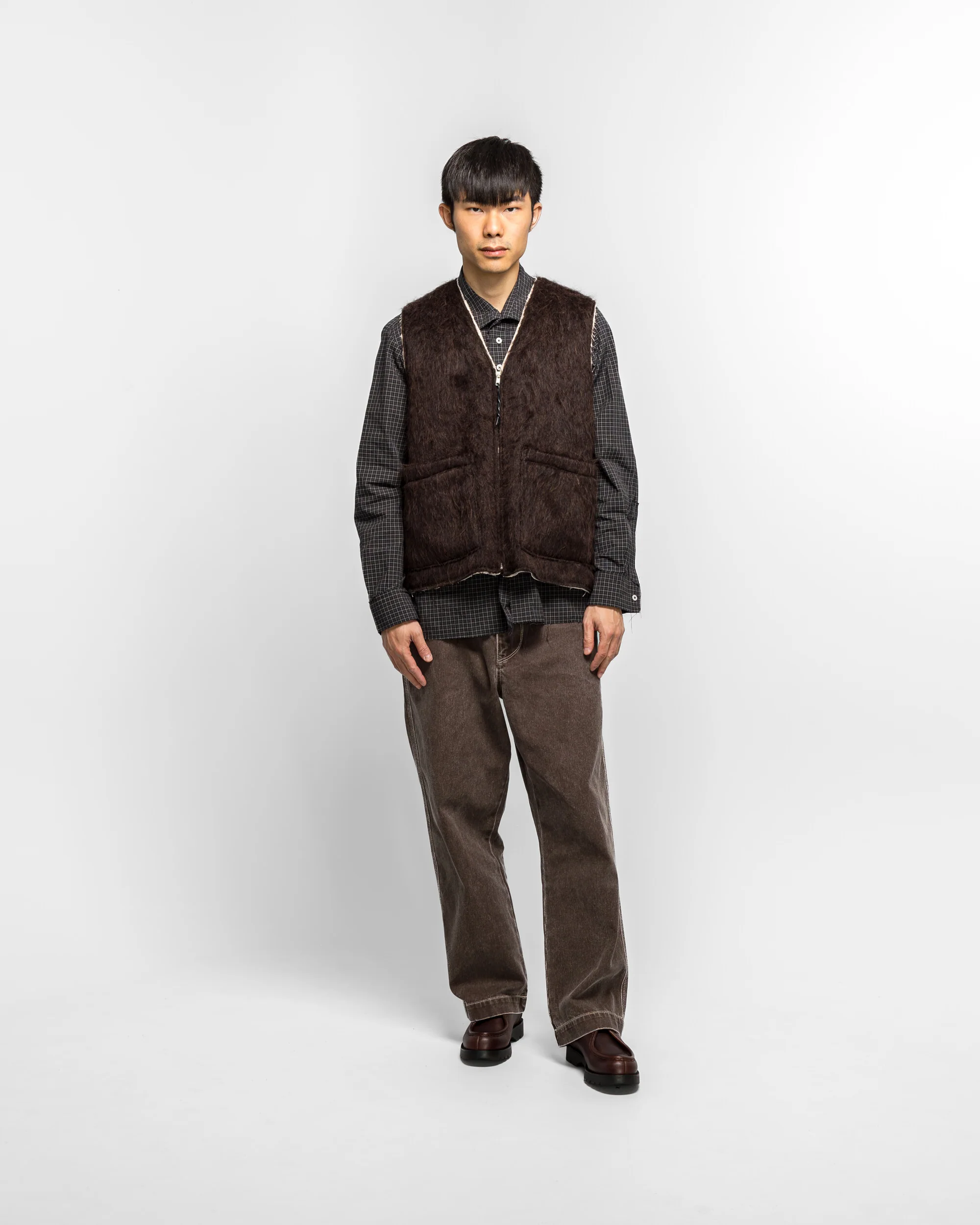 Zip Vest - Brown Hairy Wool - Image 6