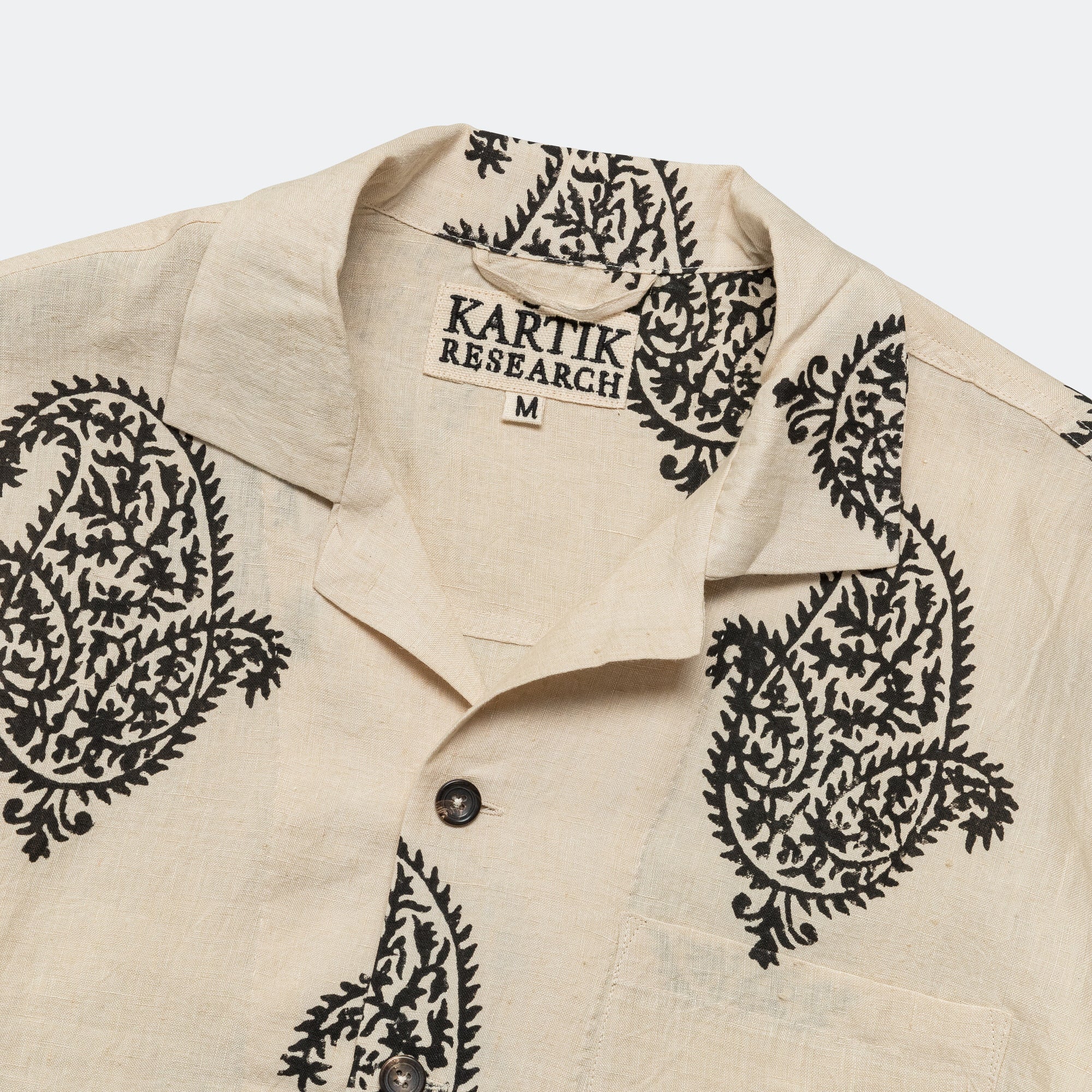 Camp Shirt LS - Hand Block Printed Paisley Harda/Black - Image 2