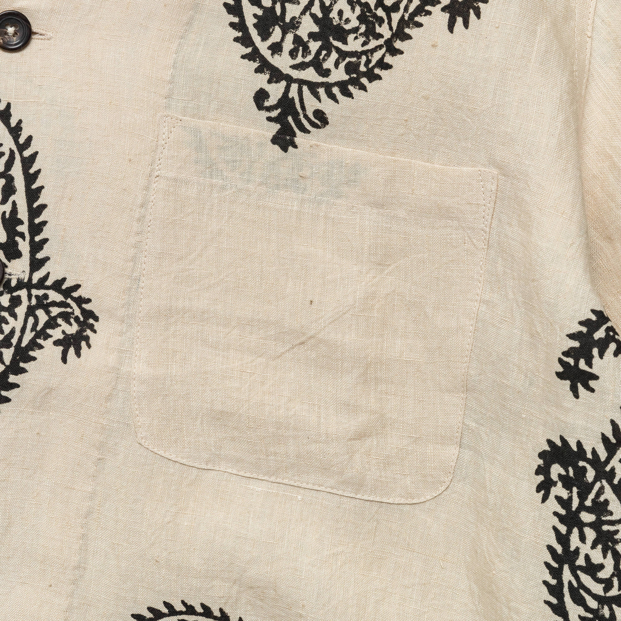 Camp Shirt LS - Hand Block Printed Paisley Harda/Black - Image 3