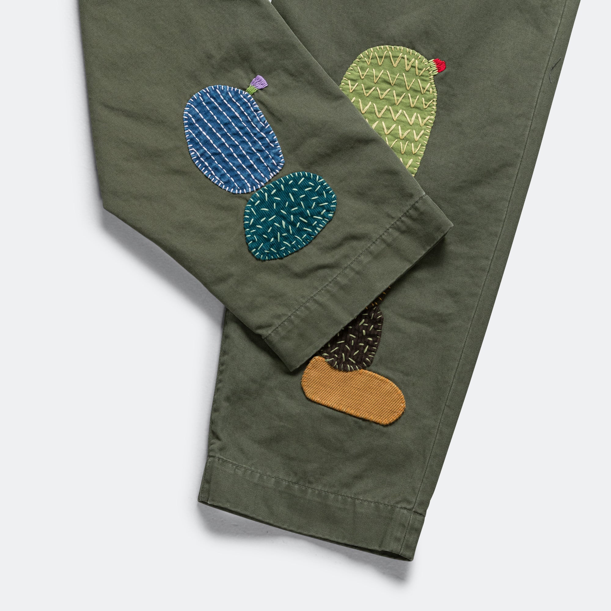 Chino High Waisted NIME Pants CACTUS Embroidery - Khaki - Image 7