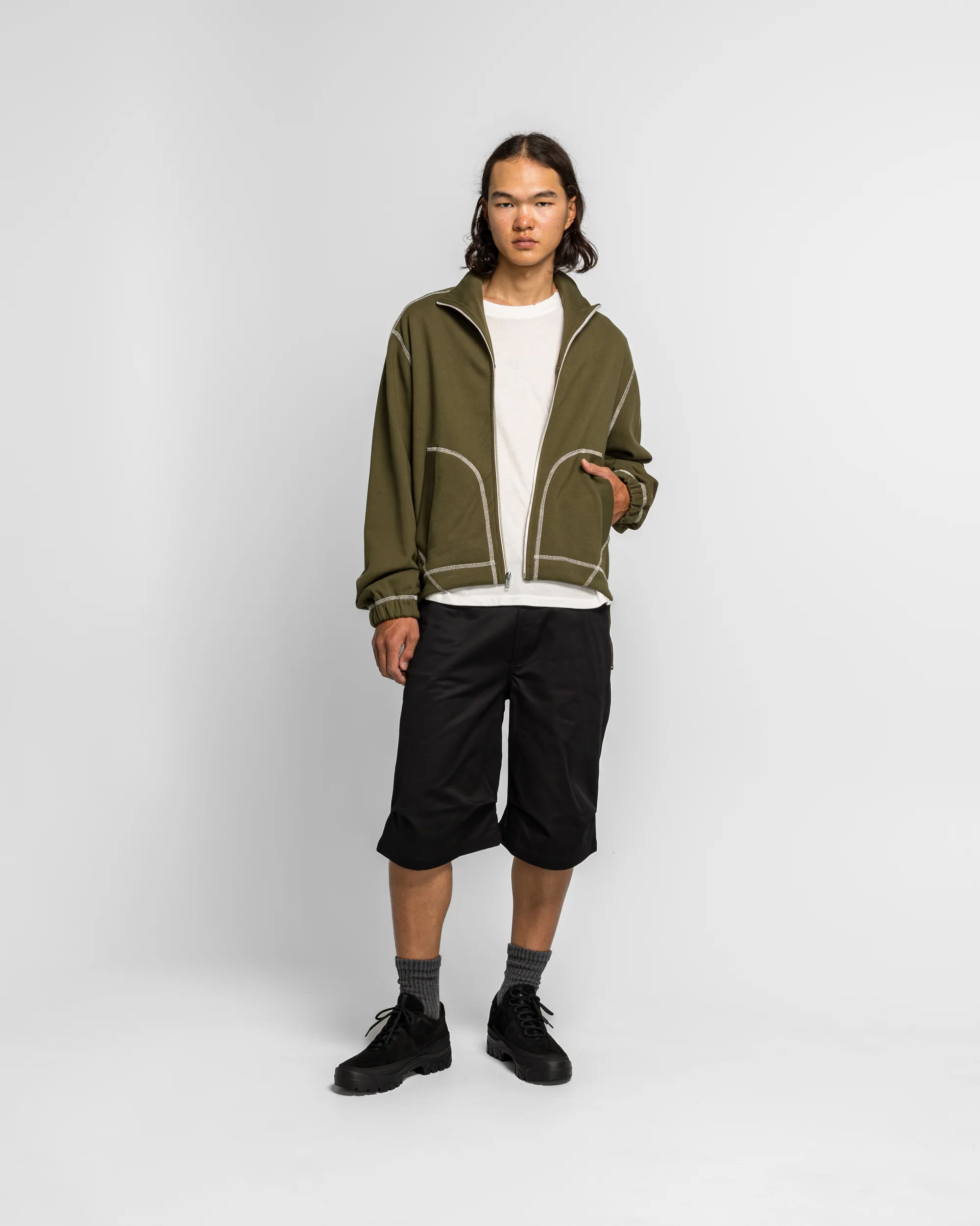 Knot Zip Sweater - Olive - Image 6