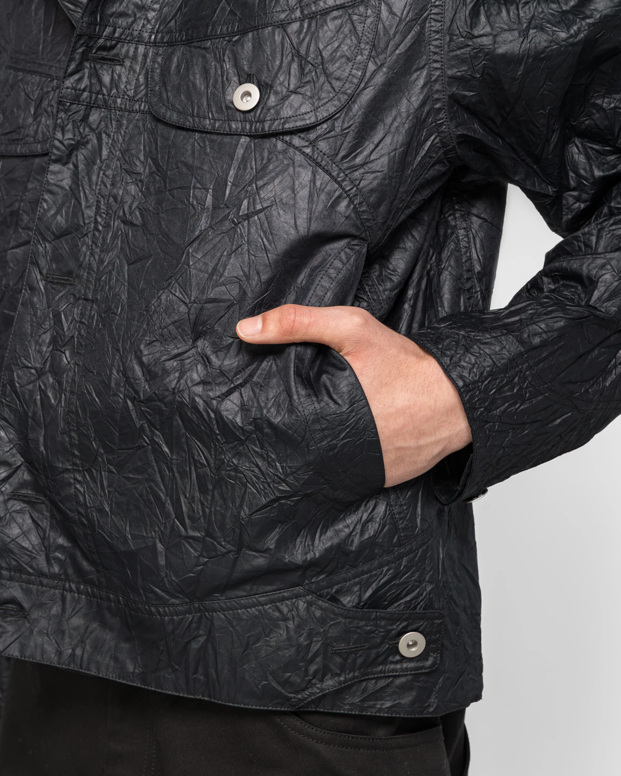 Wrinkle Welder Button Jacket - Black - Image 5
