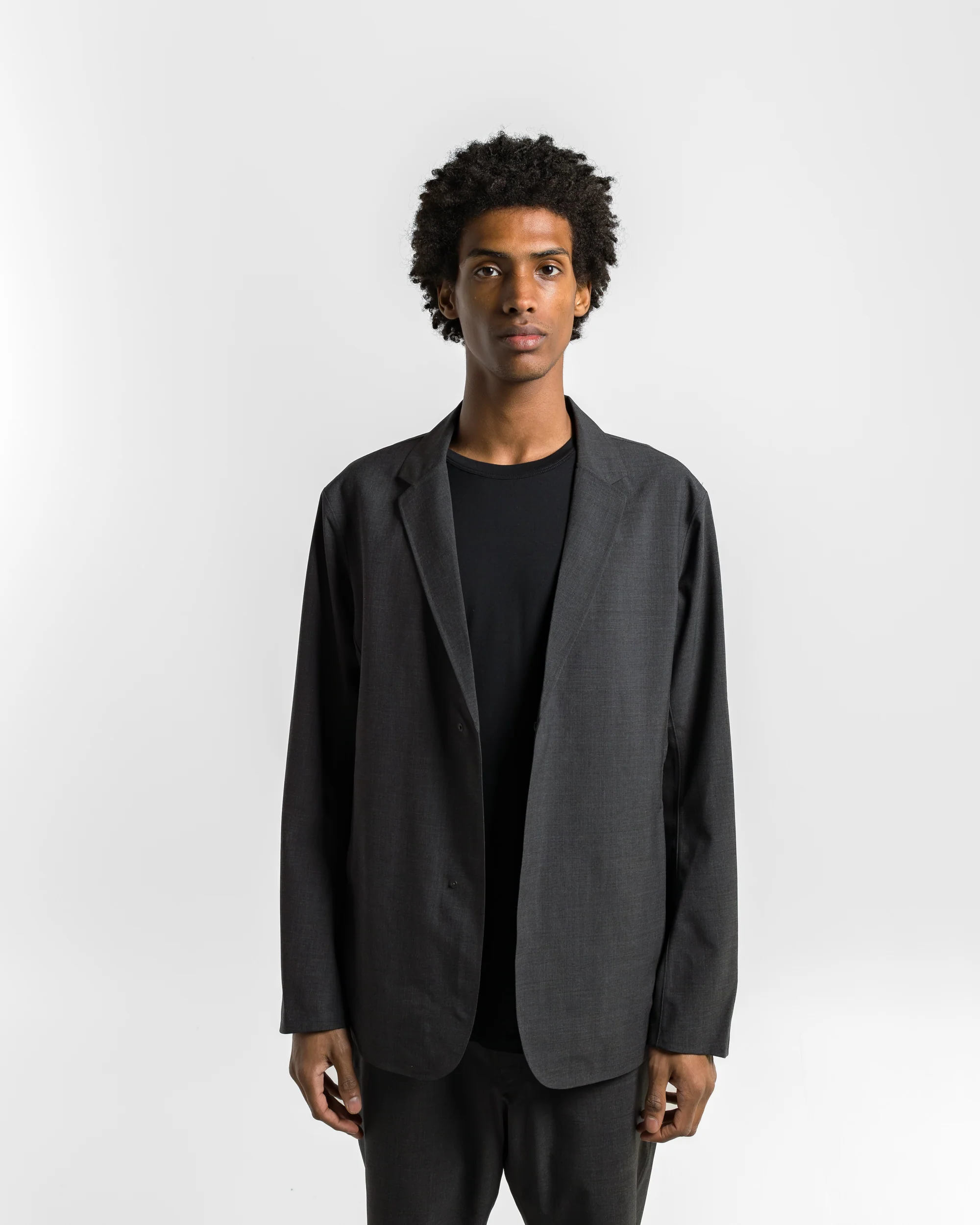 Convex Wool Blazer - Black Heather - Image 2