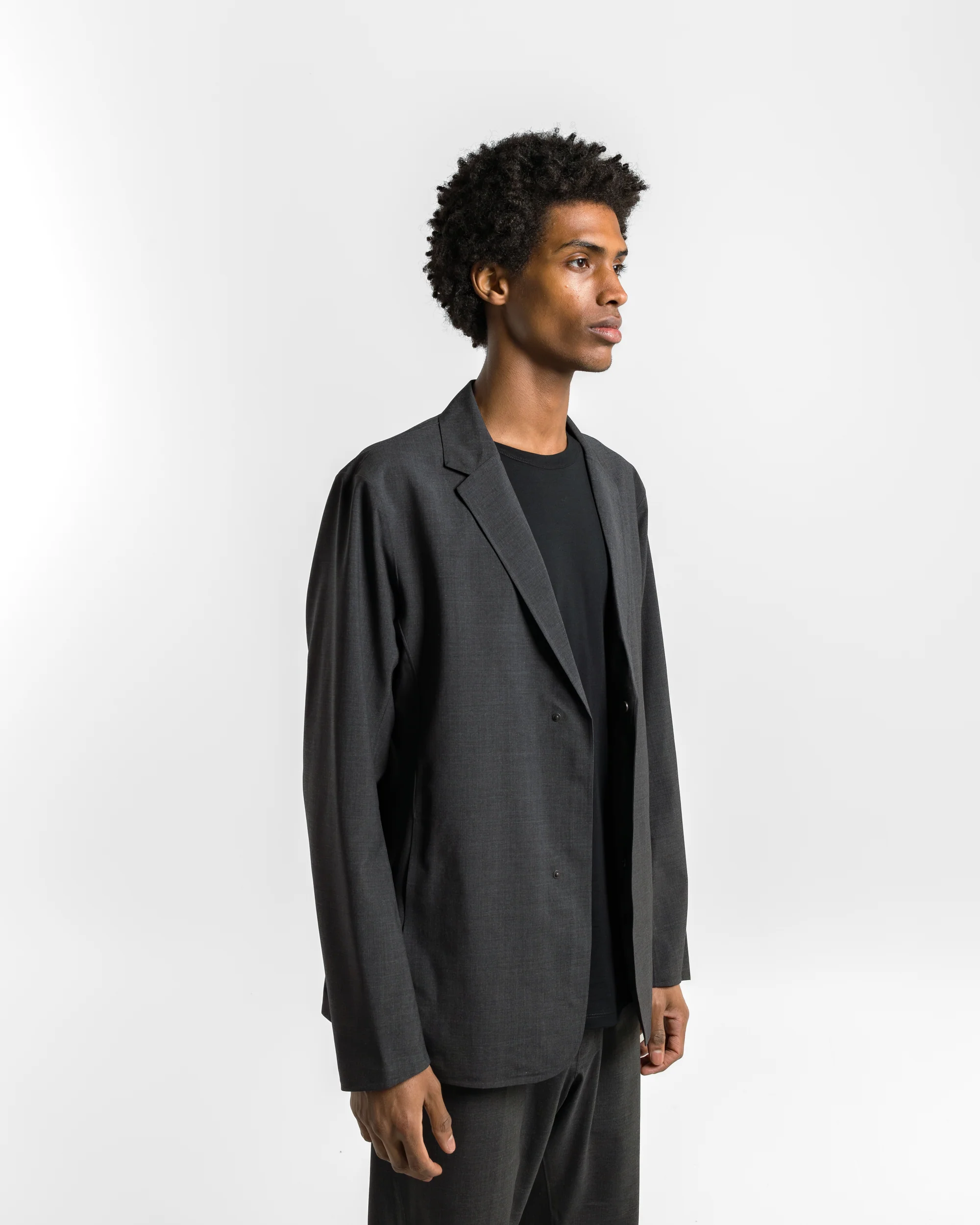 Convex Wool Blazer - Black Heather - Image 3