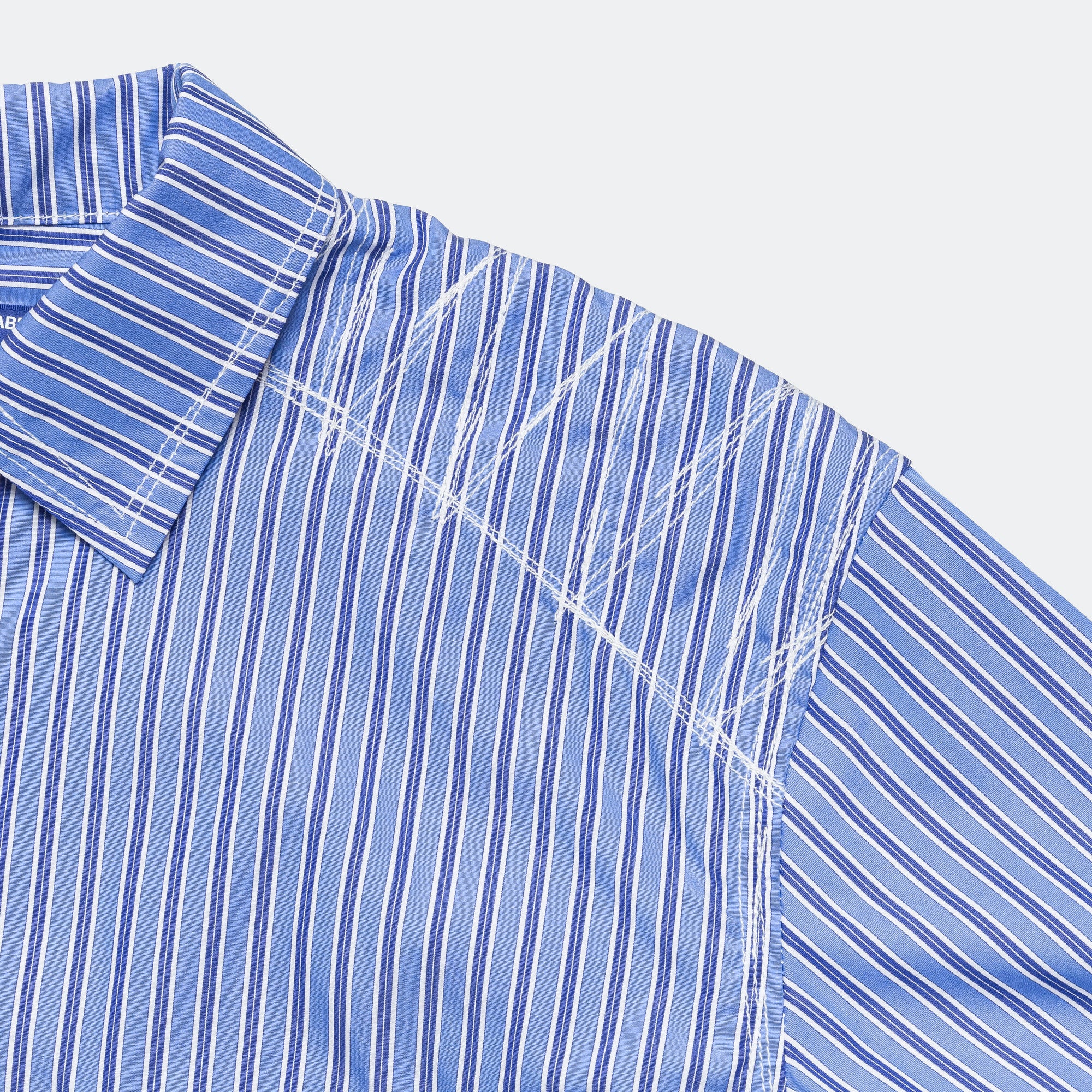 Cotton Stripe Panelled Shirt - Blue/Sax-White - Image 3