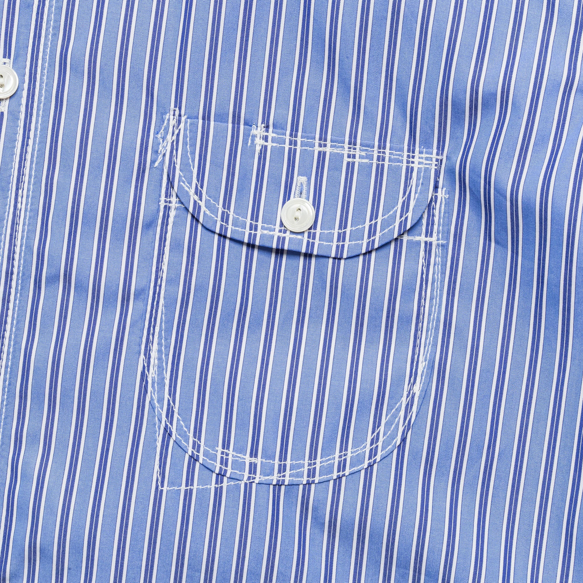 Cotton Stripe Panelled Shirt - Blue/Sax-White - Image 4
