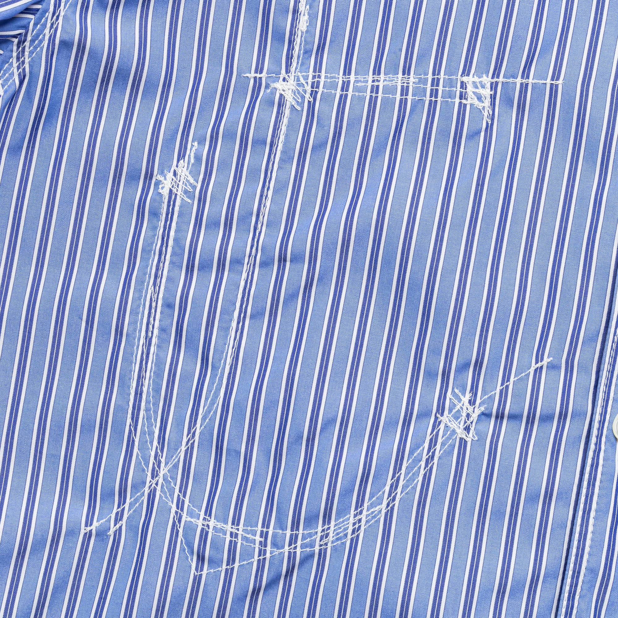 Cotton Stripe Panelled Shirt - Blue/Sax-White - Image 5