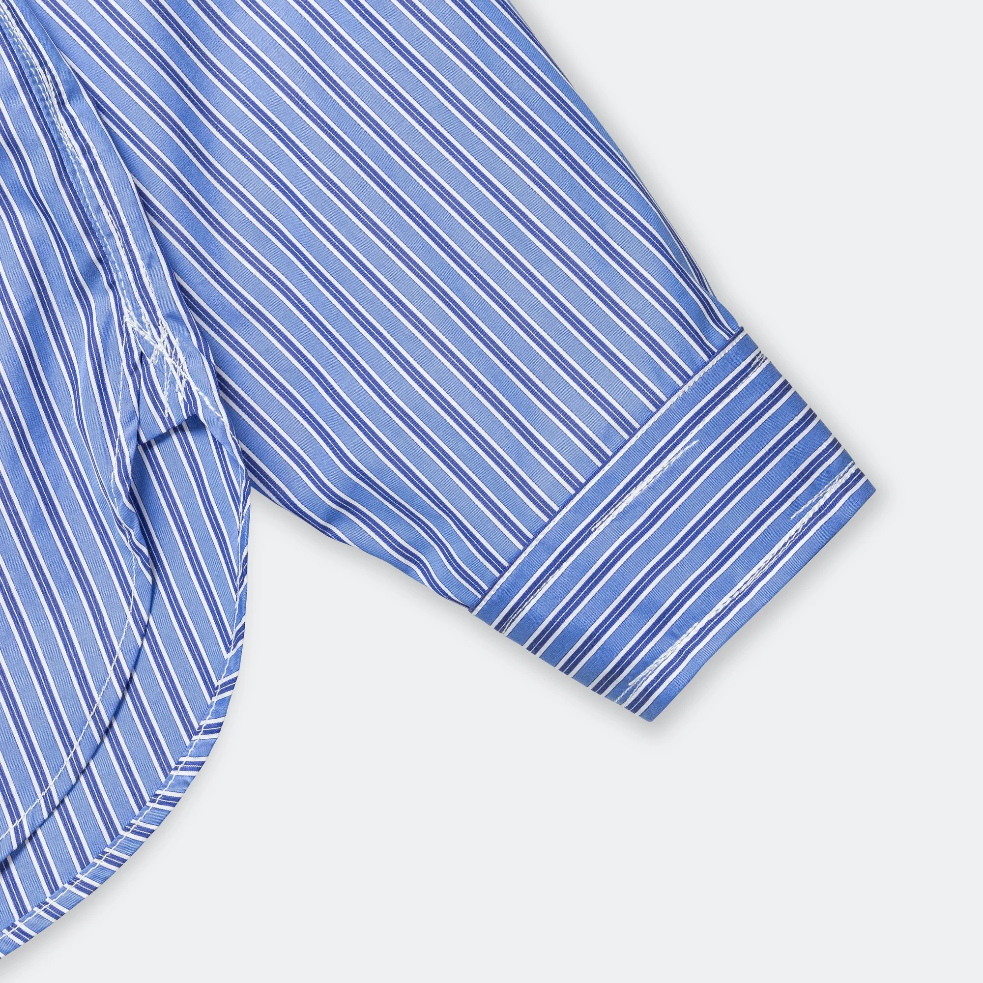 Cotton Stripe Panelled Shirt - Blue/Sax-White - Image 7