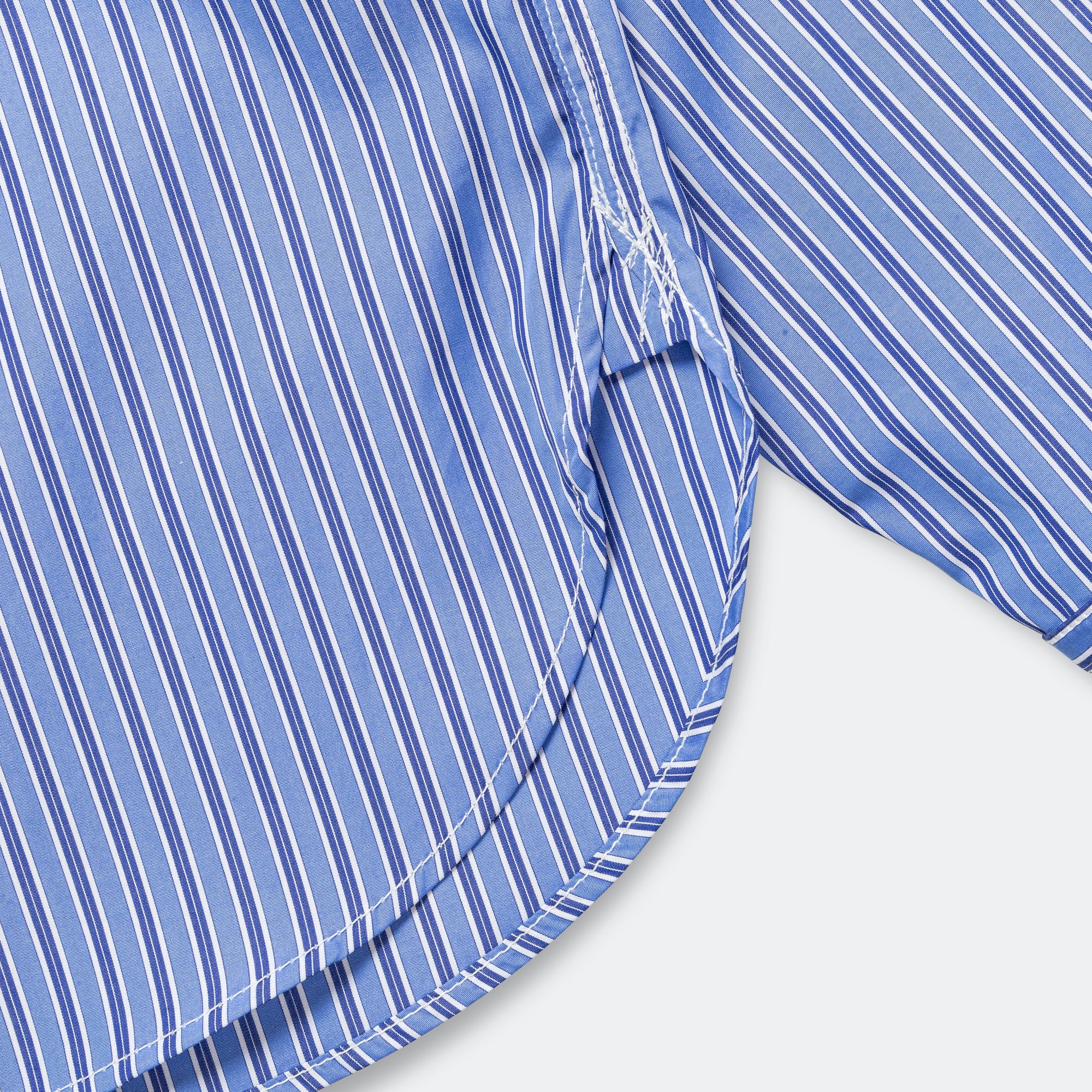 Cotton Stripe Panelled Shirt - Blue/Sax-White - Image 8