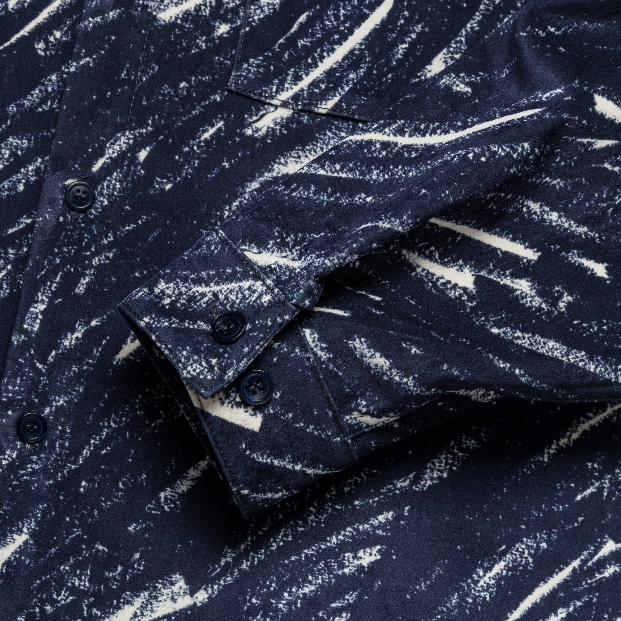 Crayon Pattern Flocked Denim Shirt - Blue - Image 5