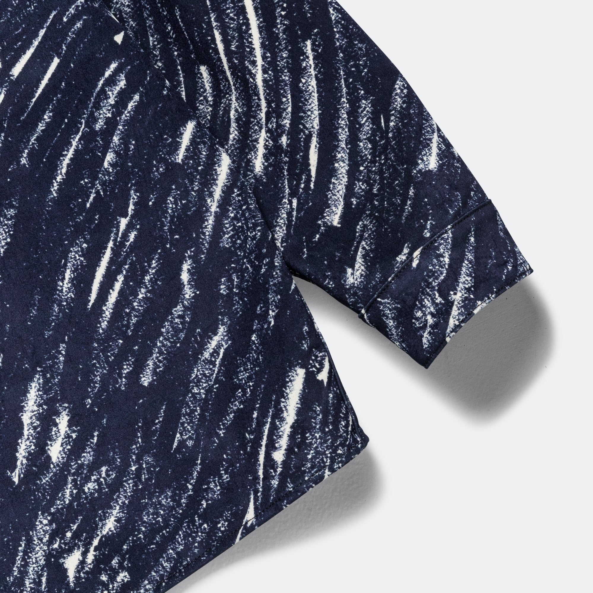Crayon Pattern Flocked Denim Shirt - Blue - Image 6