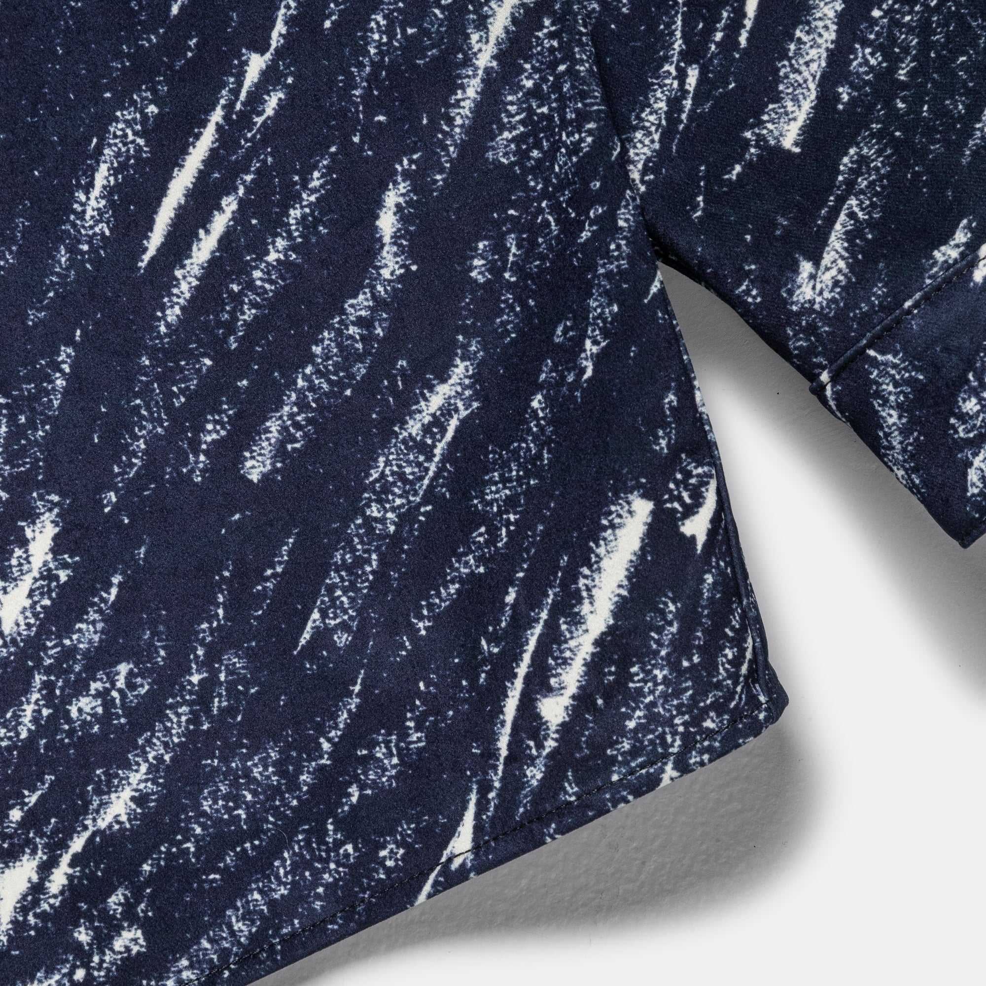 Crayon Pattern Flocked Denim Shirt - Blue - Image 7