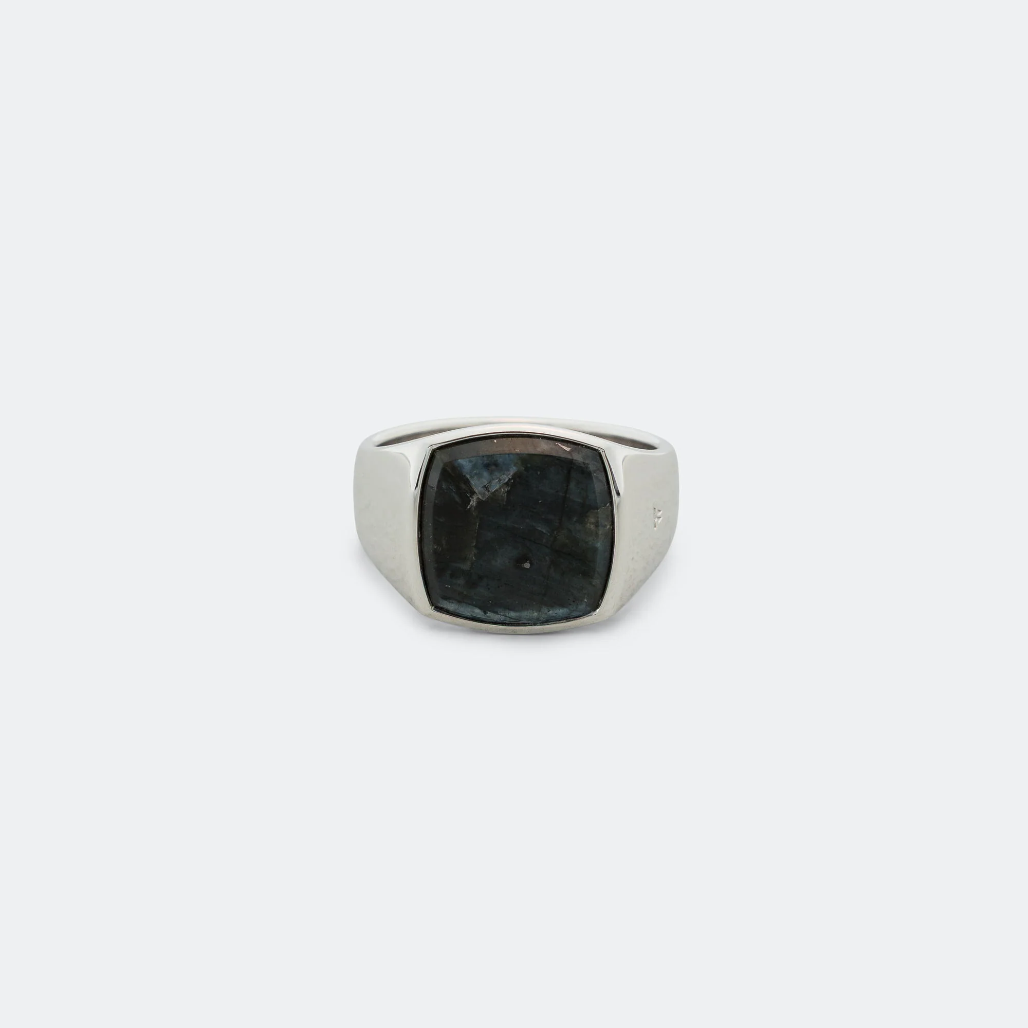 Cushion Ring - Black Larvikite/925 Silver
