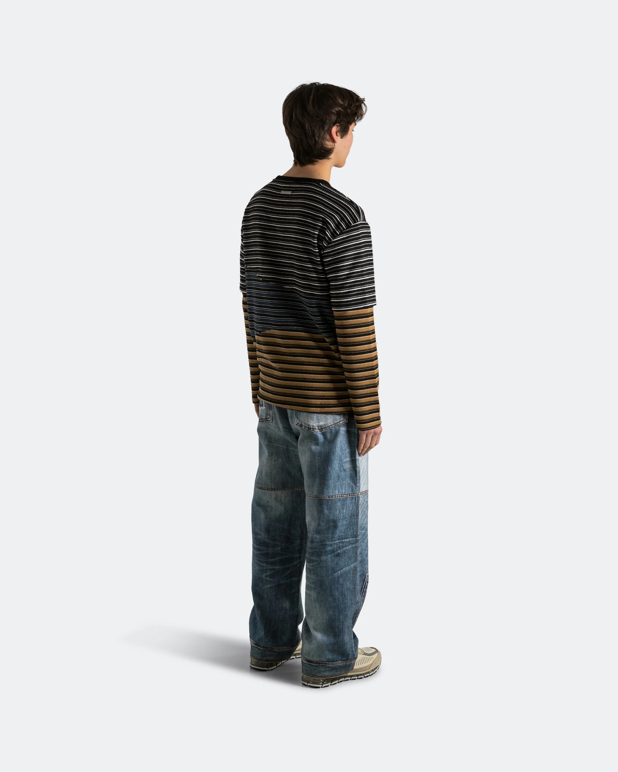 Custom-Like Printed Denim Pants - Mid Blue - Image 5