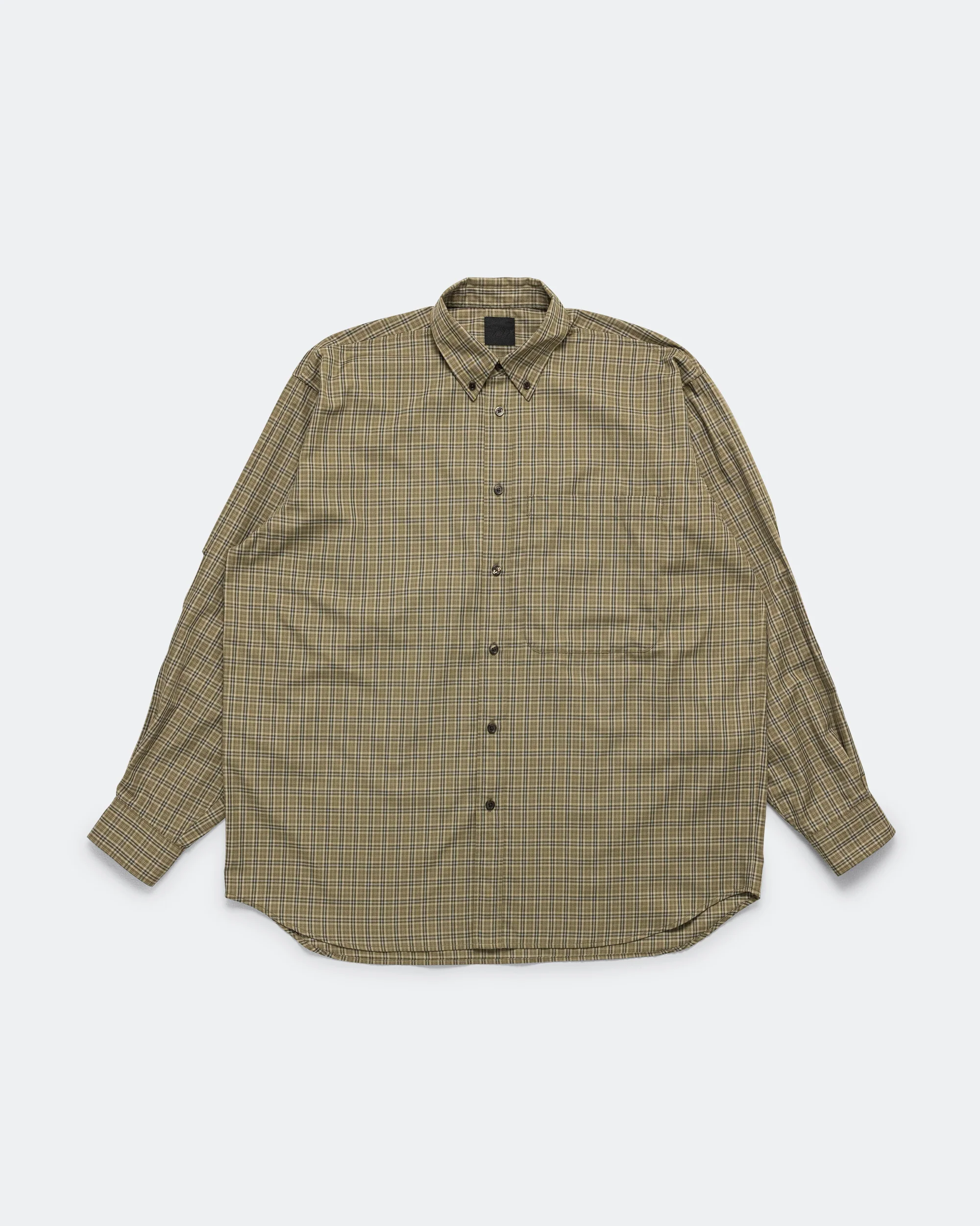 Tech Button Down Shirt LS Plaid - Sage Gray