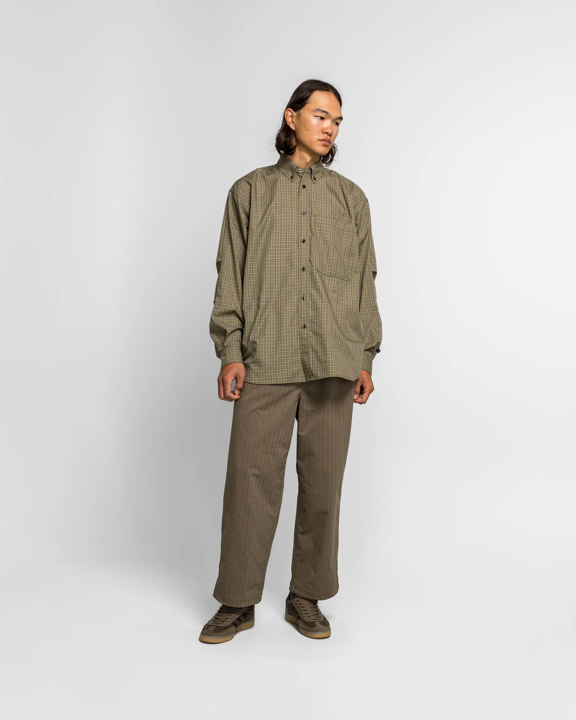 Tech Button Down Shirt LS Plaid - Sage Gray - Image 6