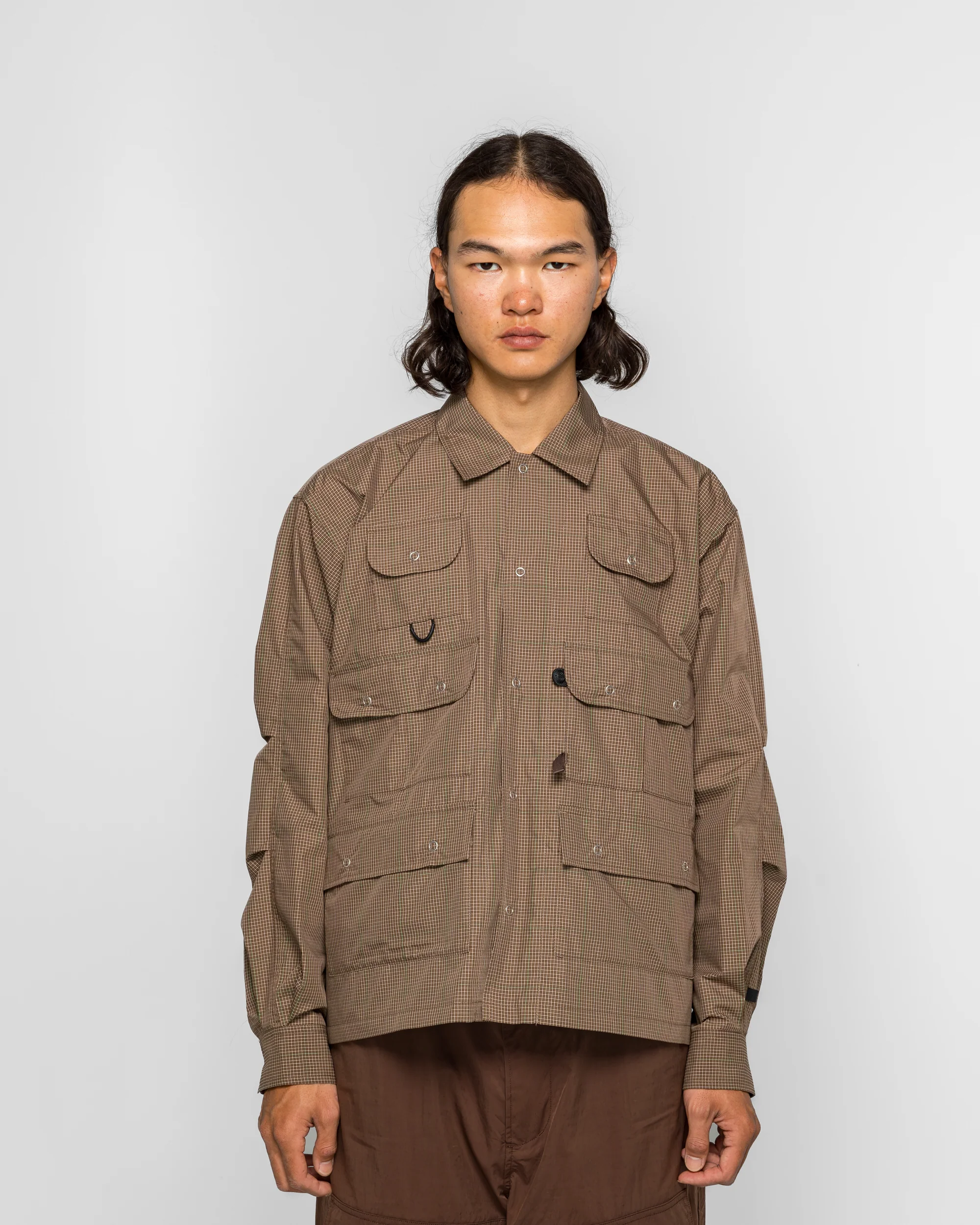 Tech Multi Fishing Pocket Shirt LS - Brown Gray - Image 2