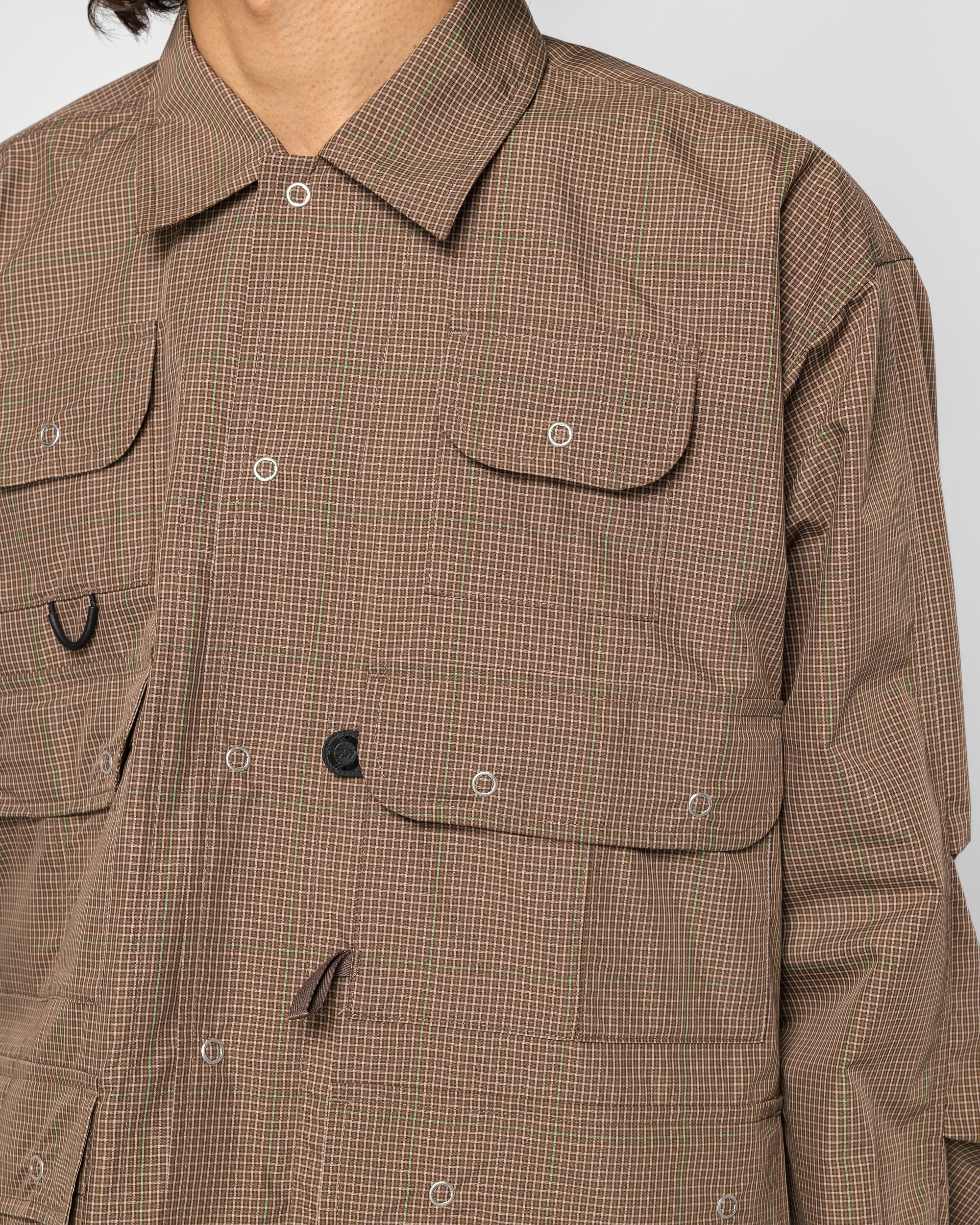 Tech Multi Fishing Pocket Shirt LS - Brown Gray - Image 5