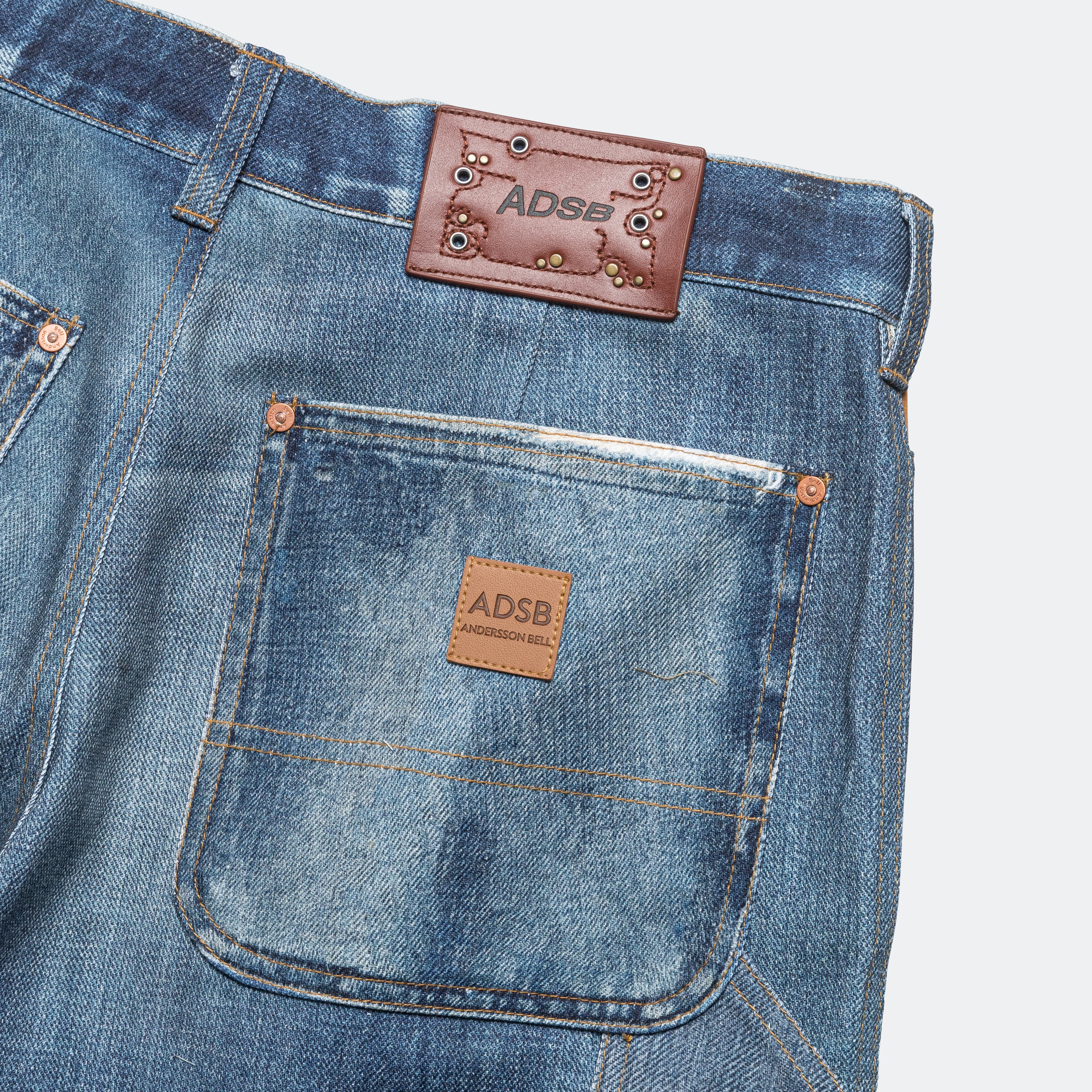 Denim Double Knee Shorts - Blue - Image 7