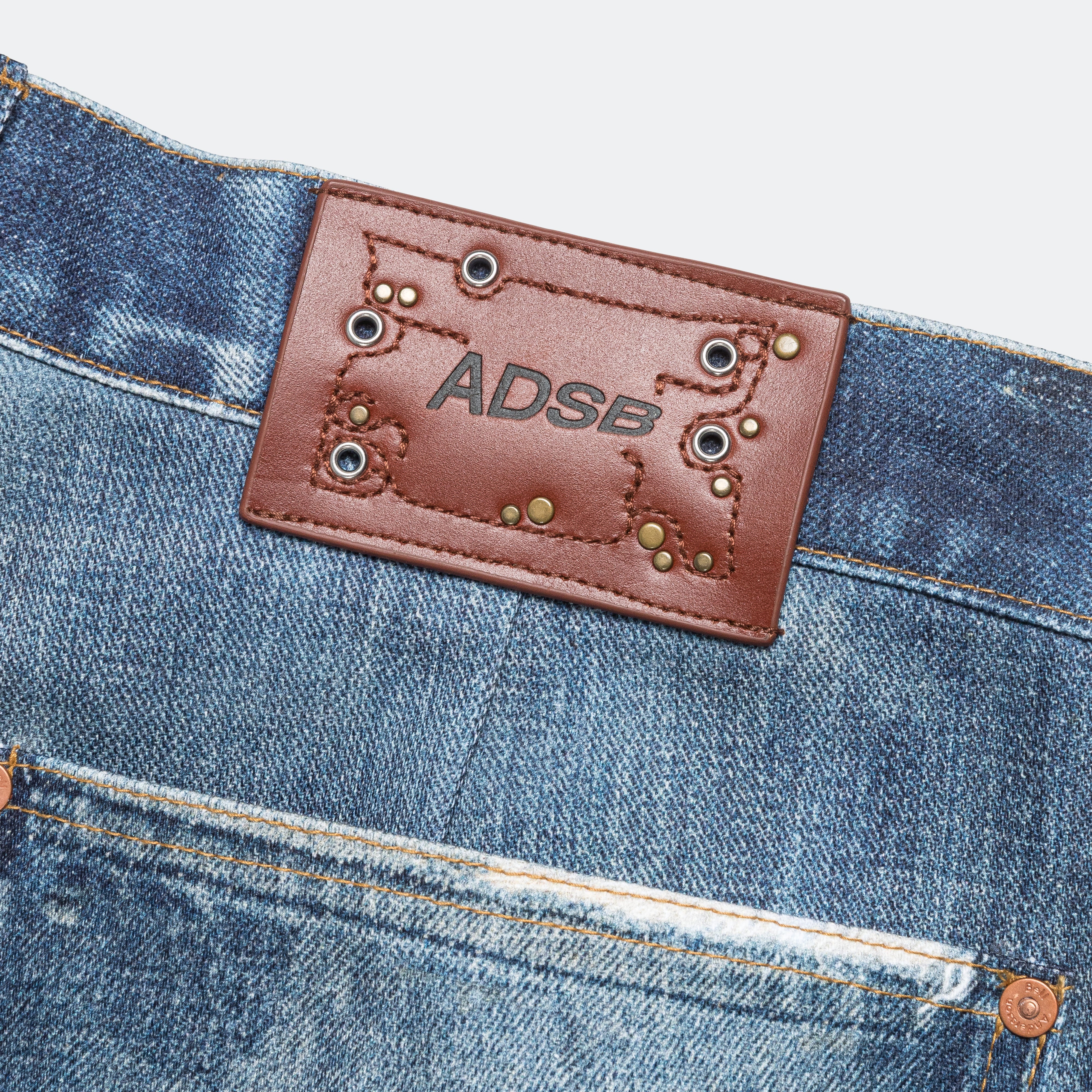 Denim Double Knee Shorts - Blue - Image 8
