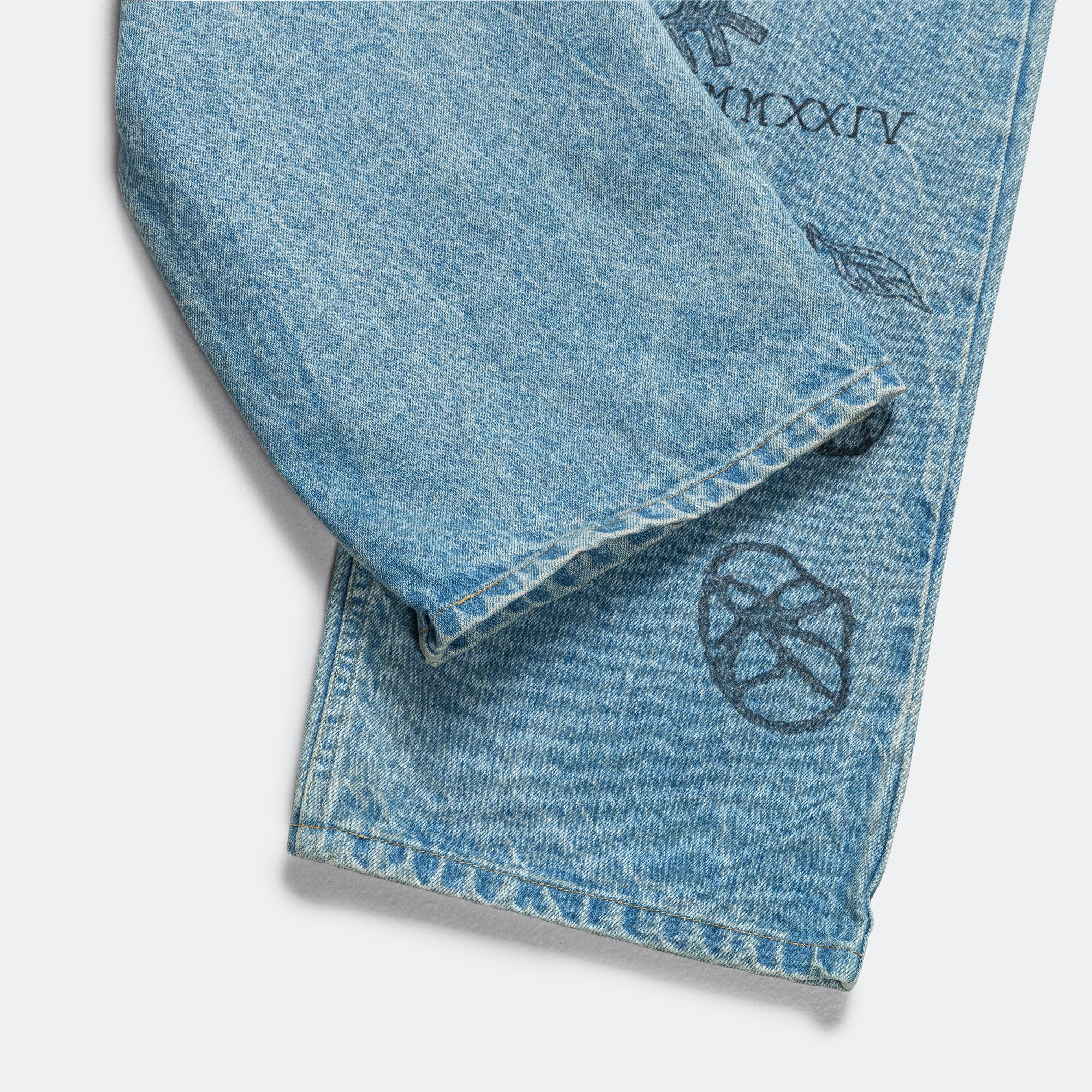 Denim Marker Drawn Jeans - Blue Indigo - Image 6