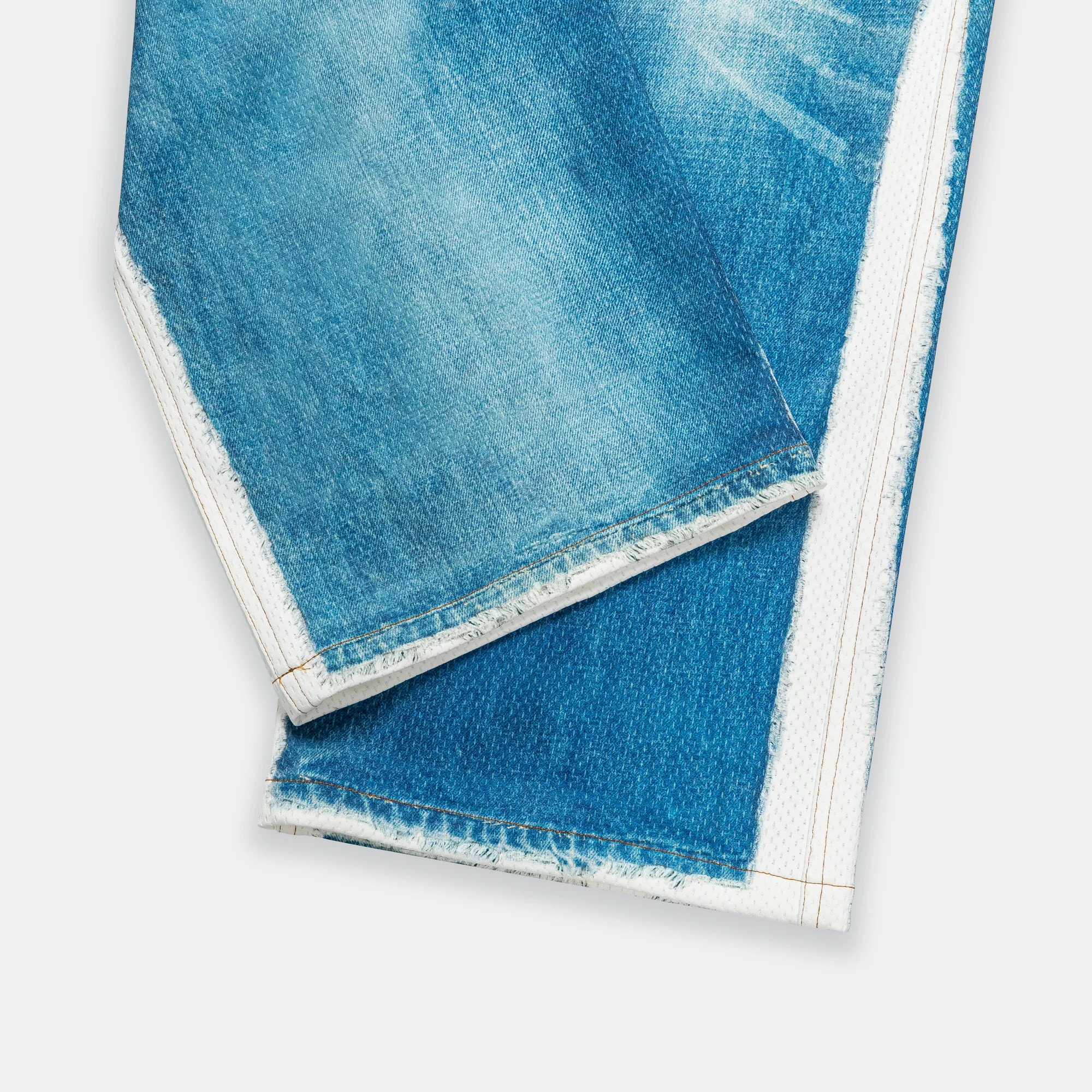 Denim Trompe L'oeil Mesh Pants - Blue - Image 10