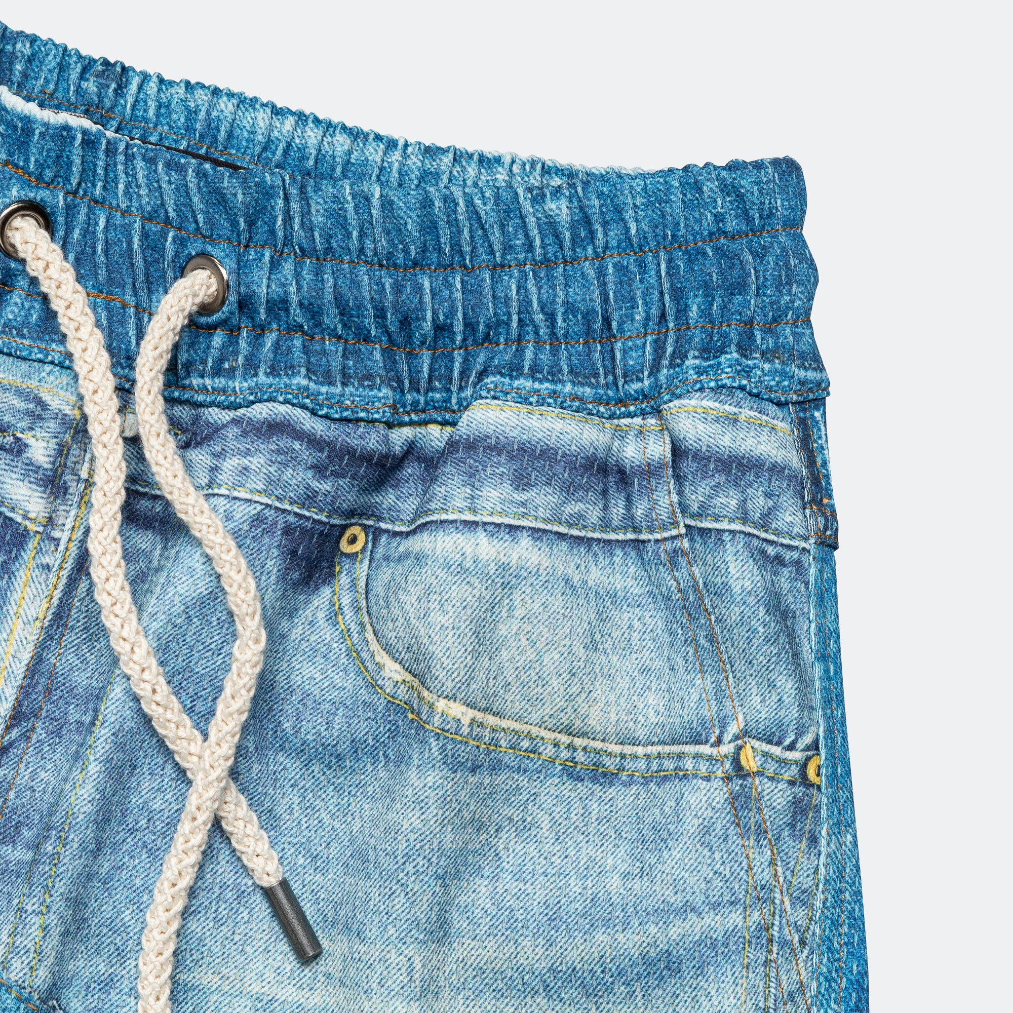 Denim Trompe L'oeil Mesh Pants - Blue - Image 5