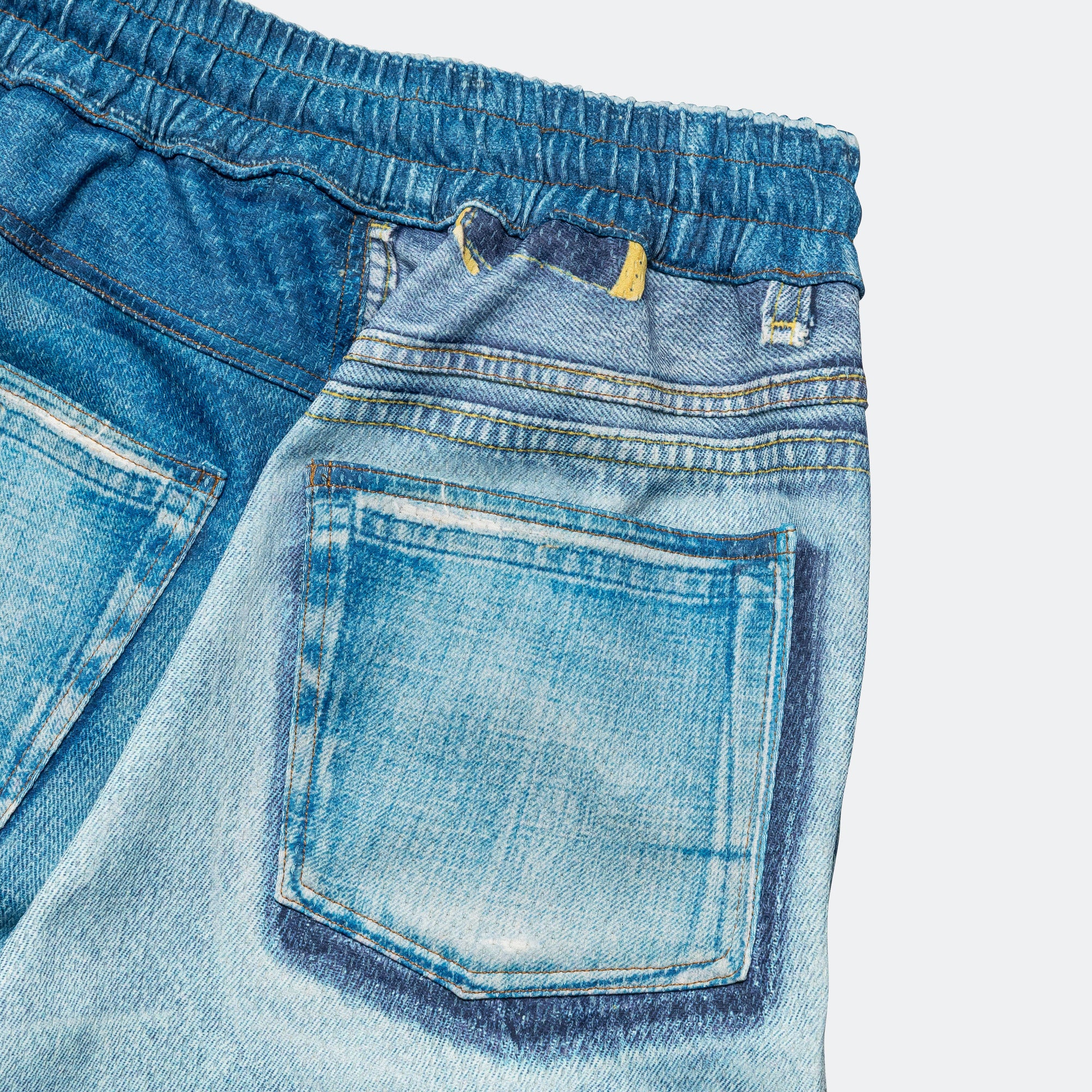 Denim Trompe L'oeil Mesh Pants - Blue - Image 8