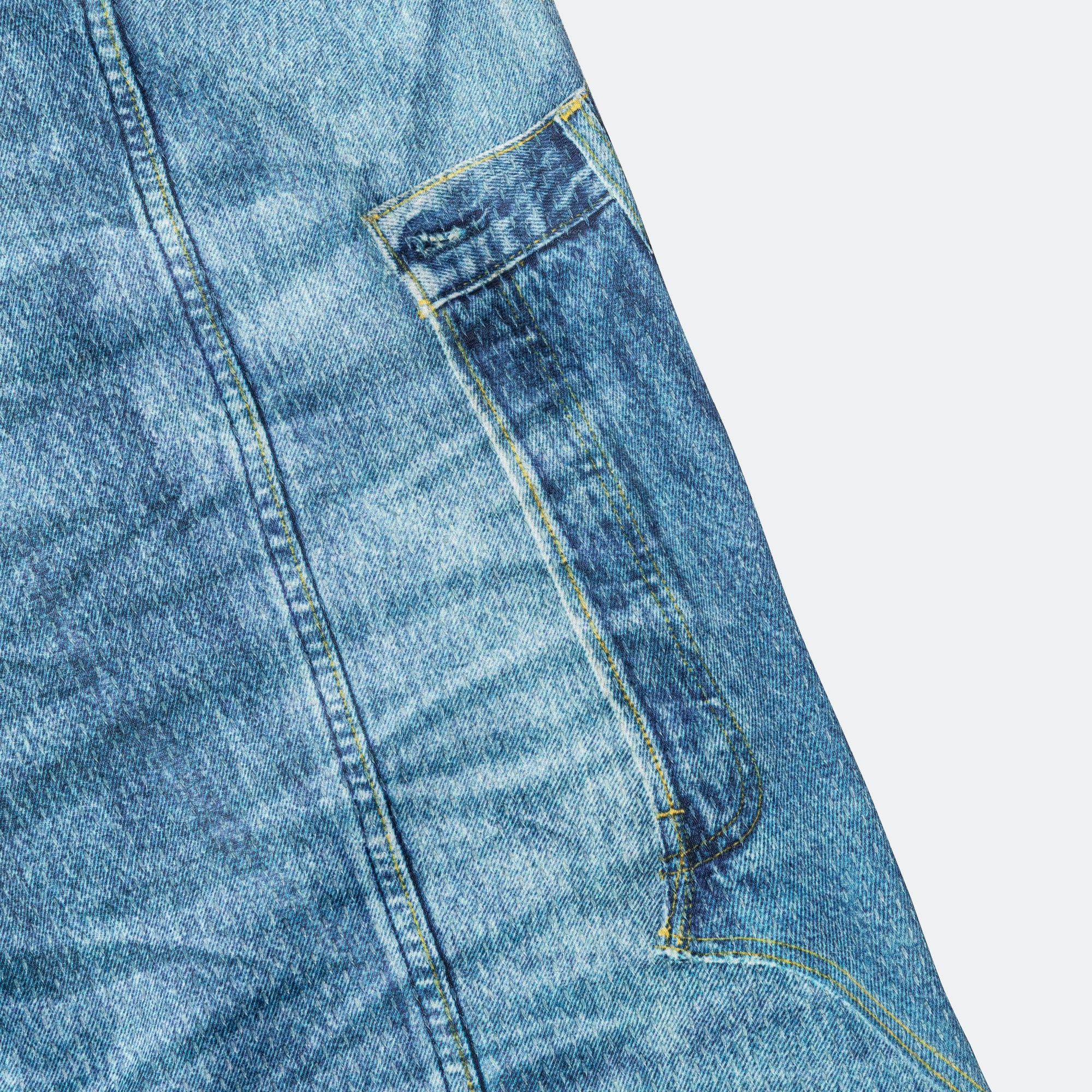 Denim Trompe L'oeil Mesh Pants - Blue - Image 9