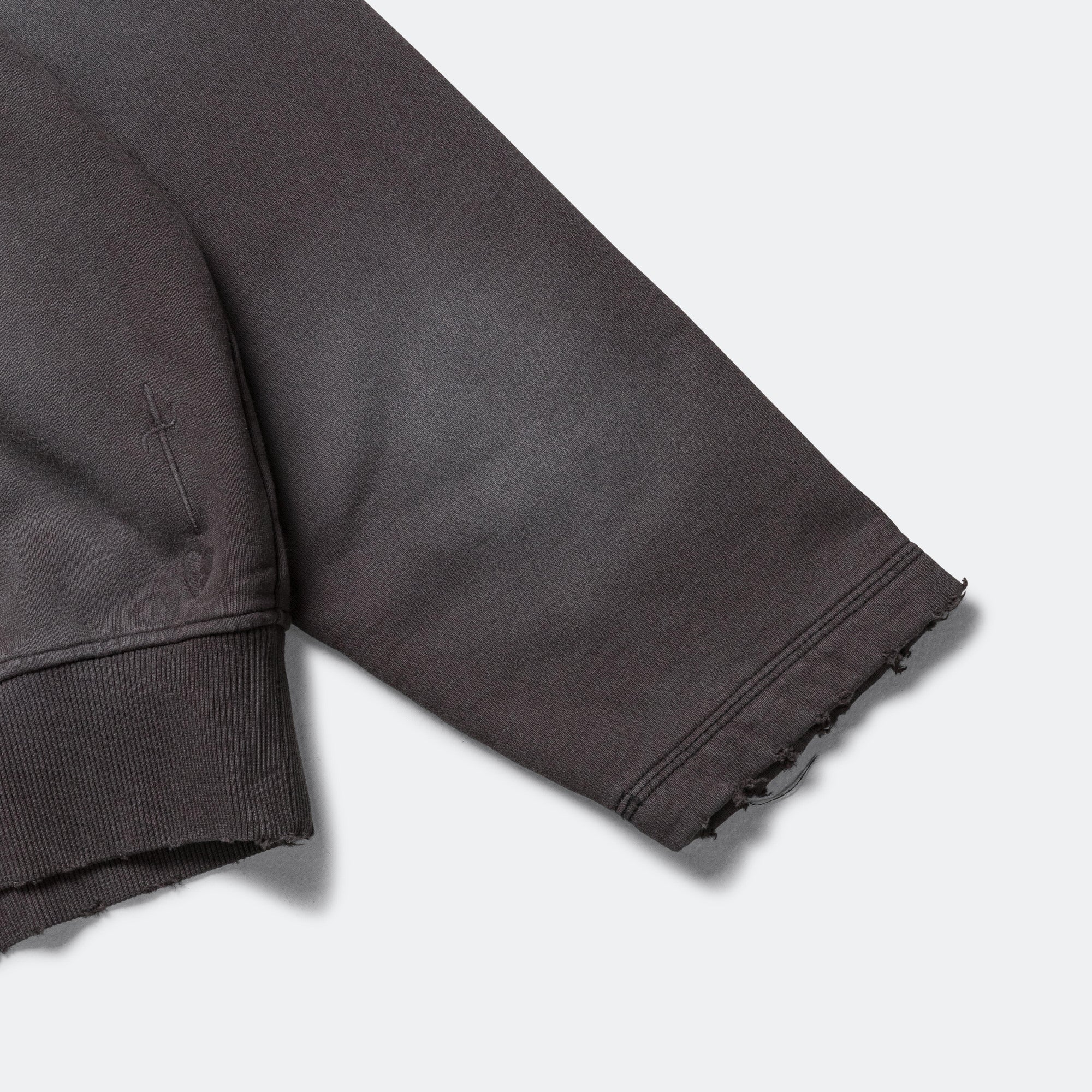 Distressed Zip Hood - Washed Black - Image 5