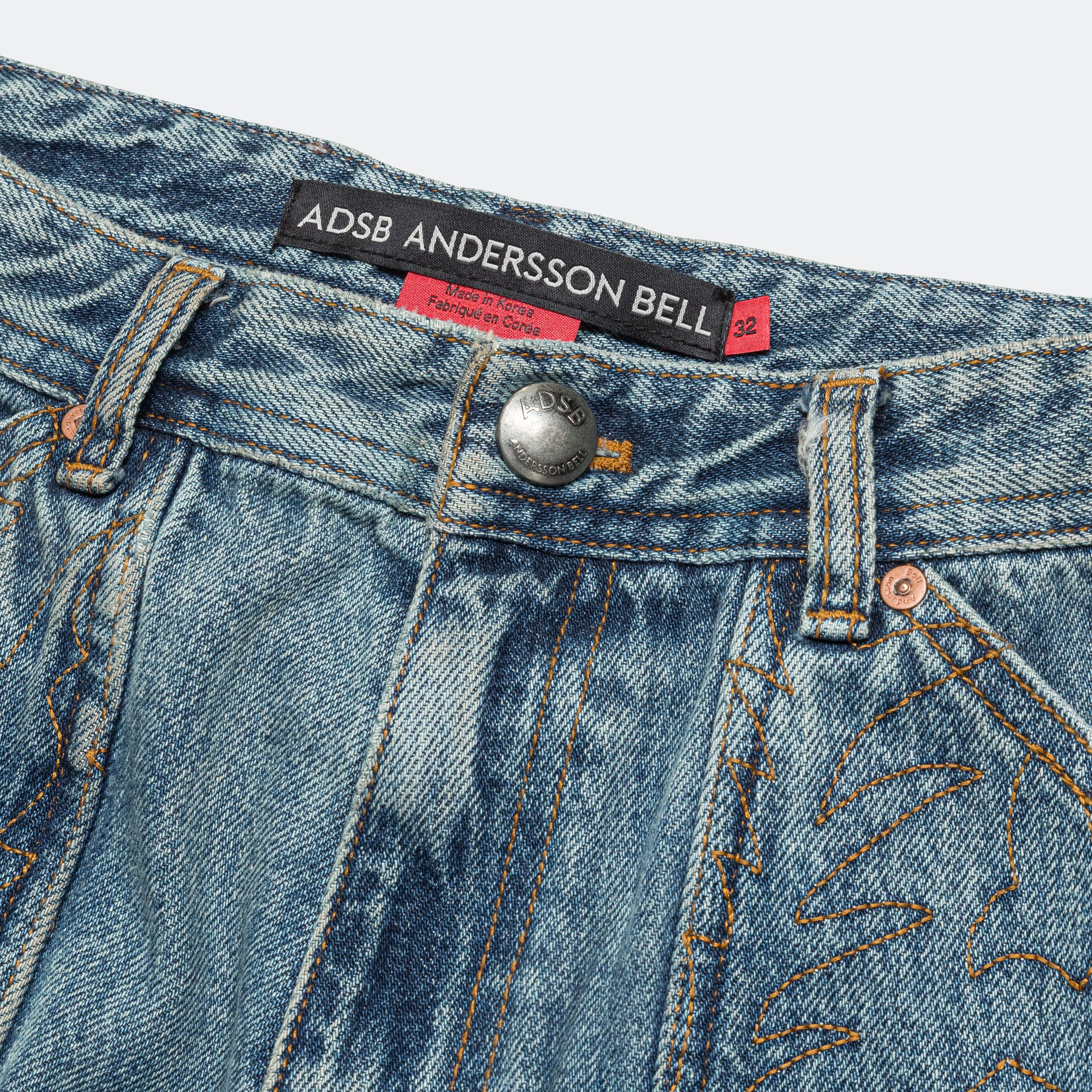 Embroidery Wrap Jeans - Washed Blue - Image 4