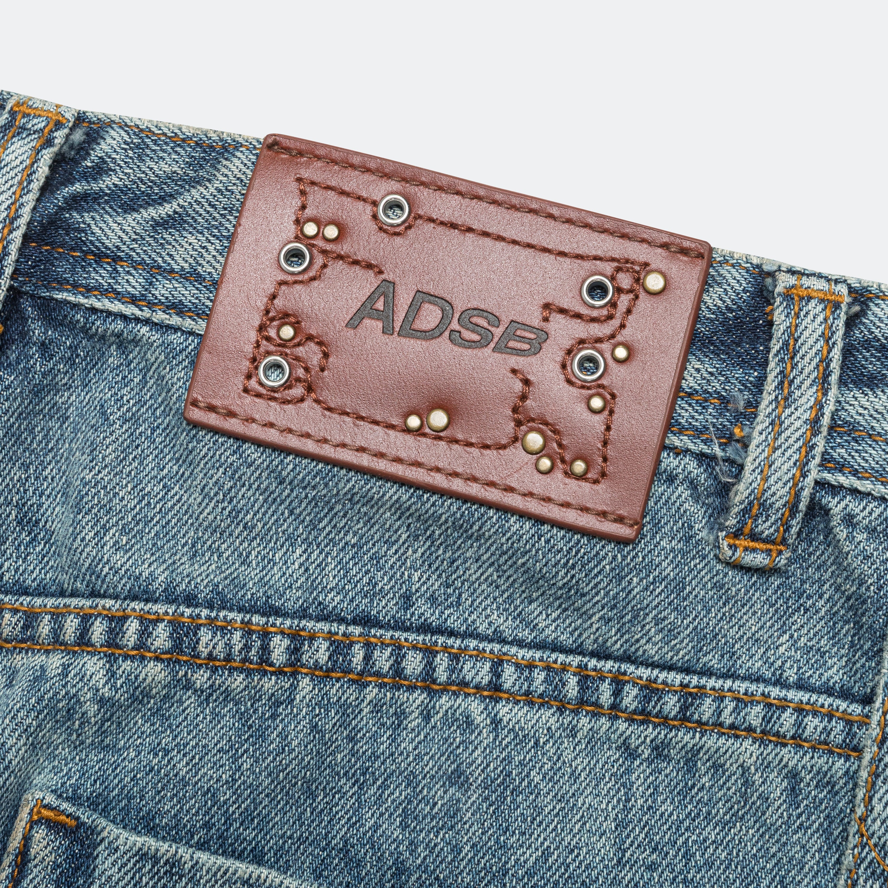 Embroidery Wrap Jeans - Washed Blue - Image 8