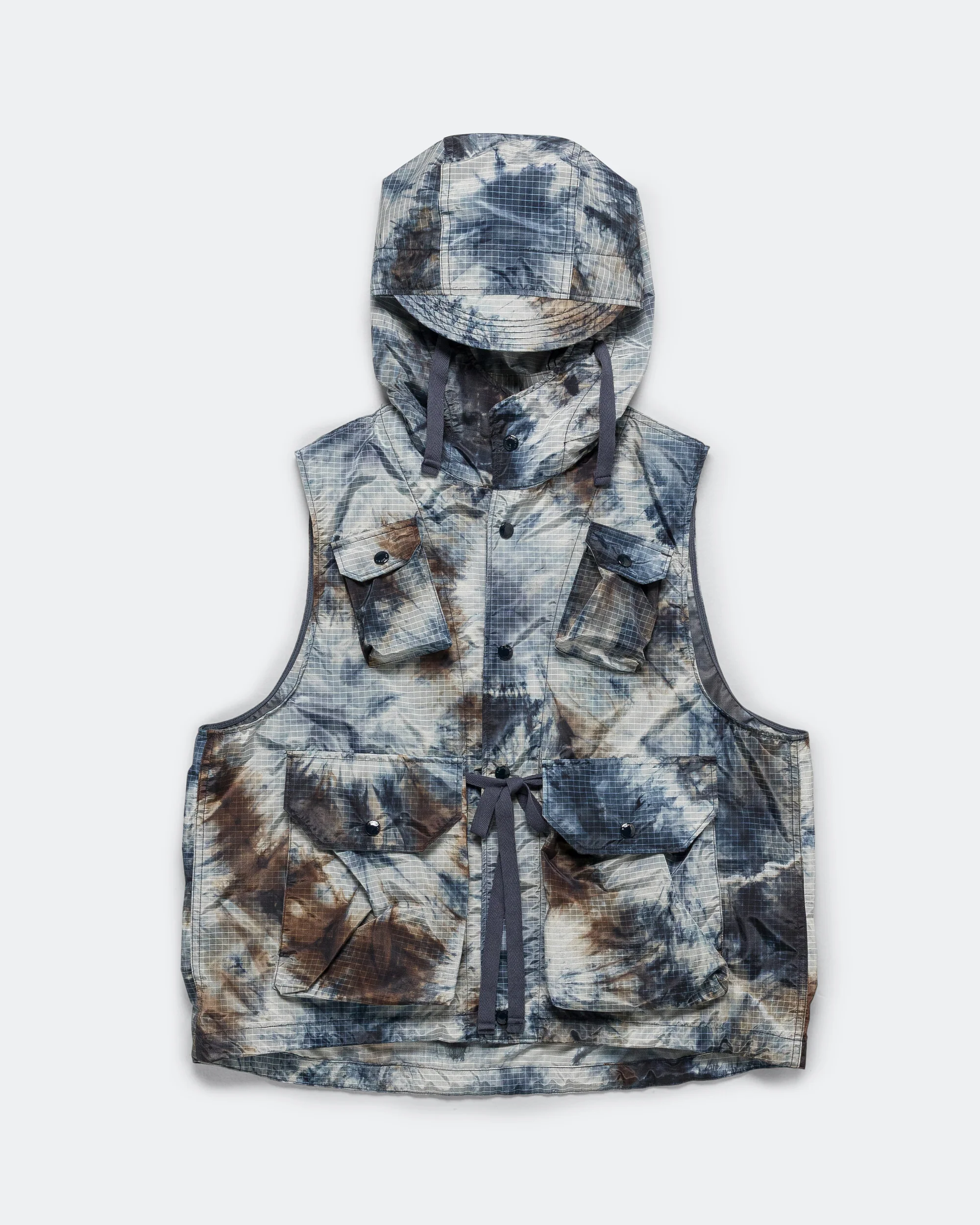 Field Vest - Navy Nylon Tie Die Print Ripstop