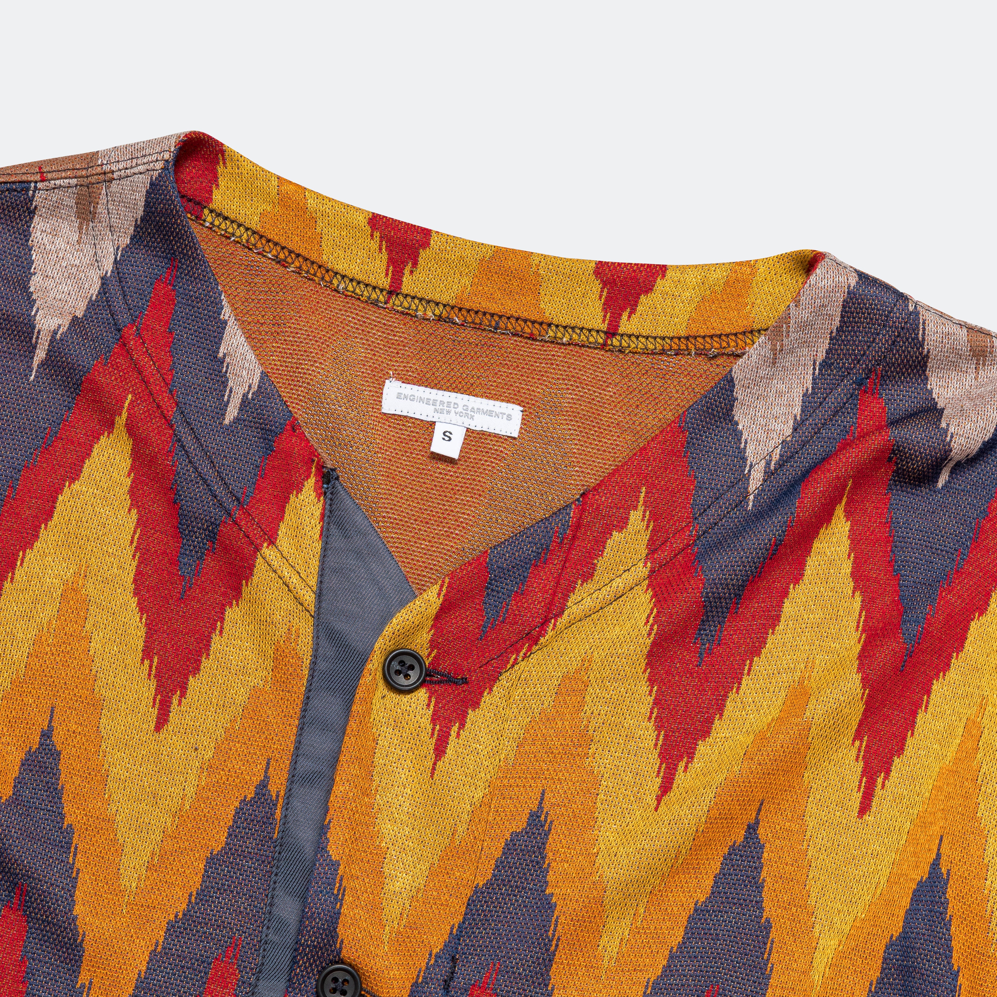 Knit Cardigan - Red/Navy Ikat Knit - Image 3