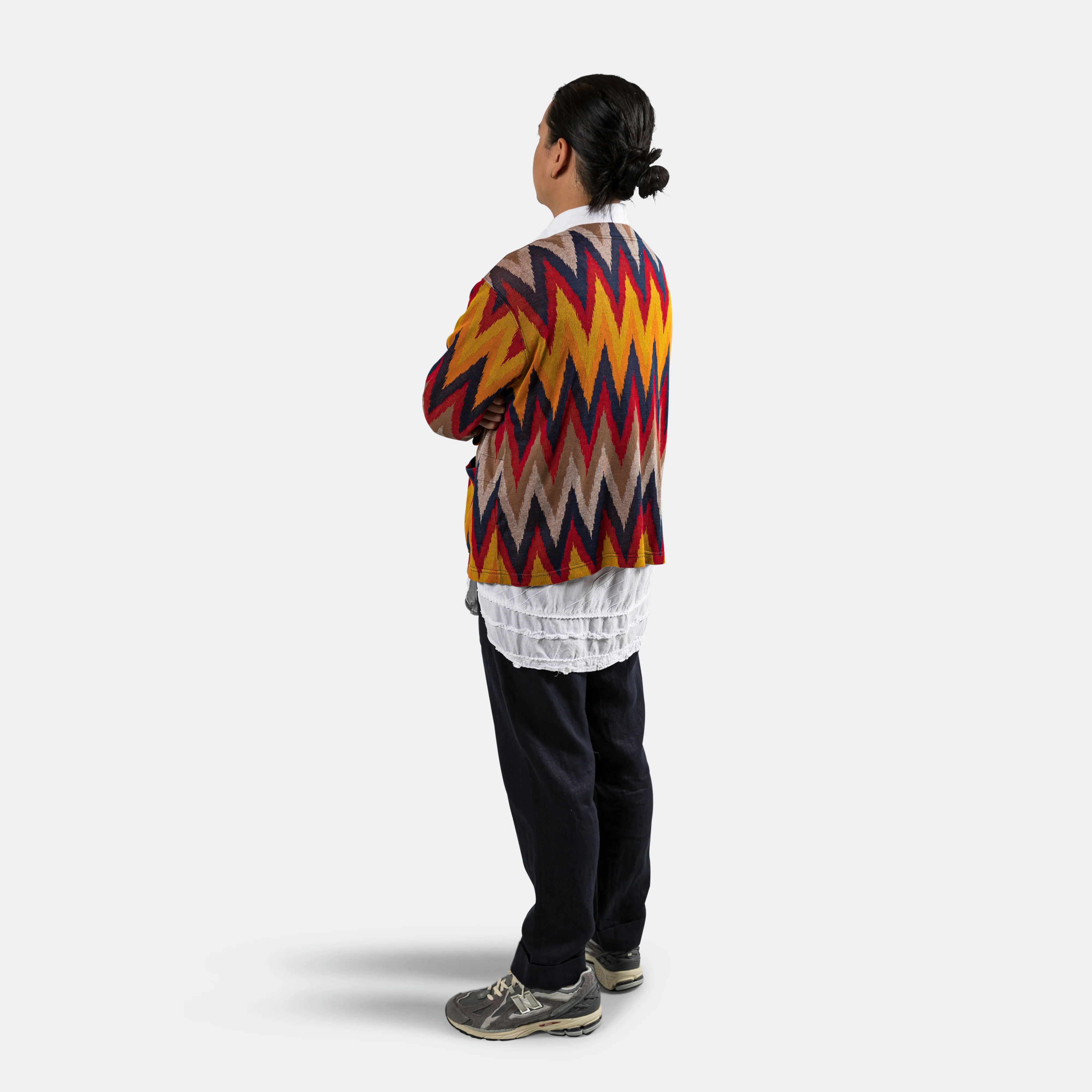 Knit Cardigan - Red/Navy Ikat Knit - Image 7