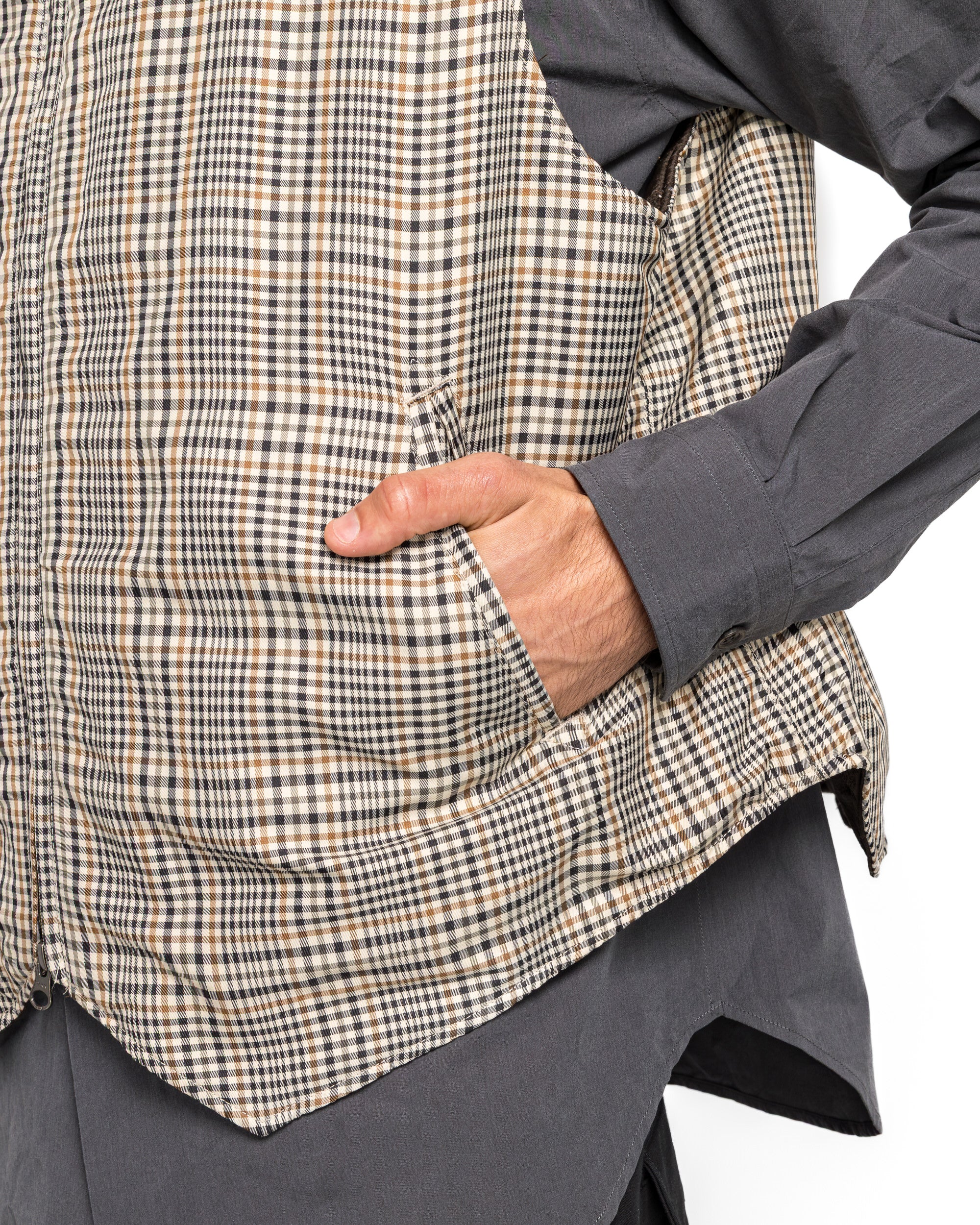 LL Vest - Khaki Plaid Polyester Cloth - Image 5