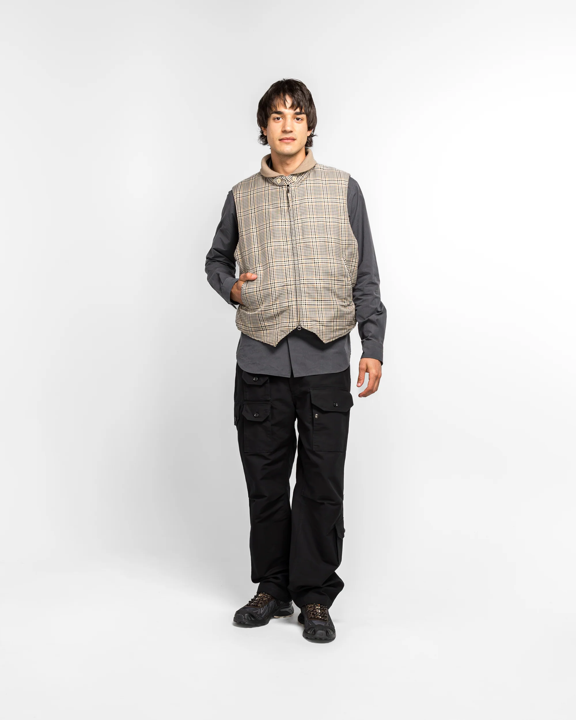 LL Vest - Khaki Plaid Polyester Cloth - Image 6
