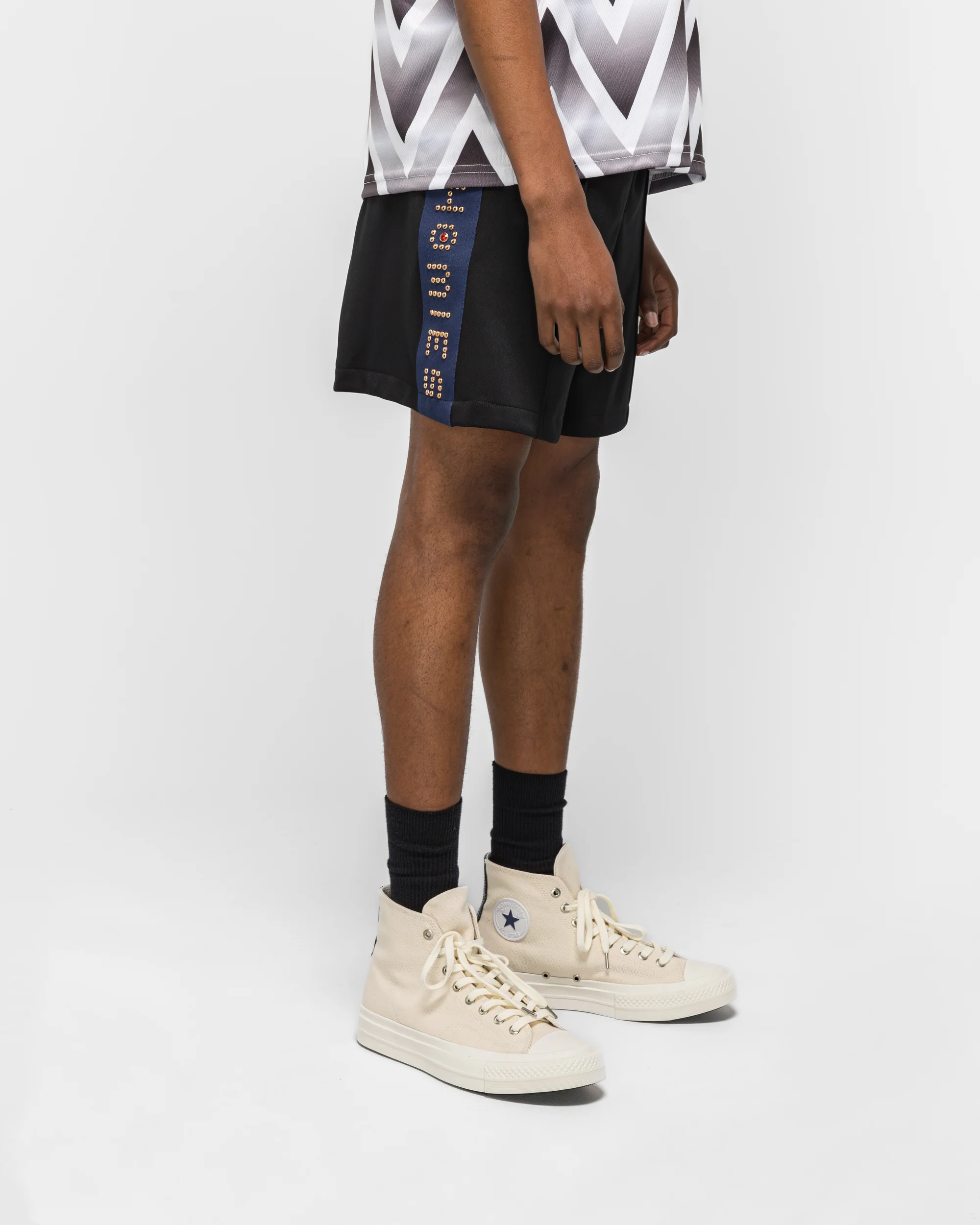 Studded Track Short - Black - Image 3