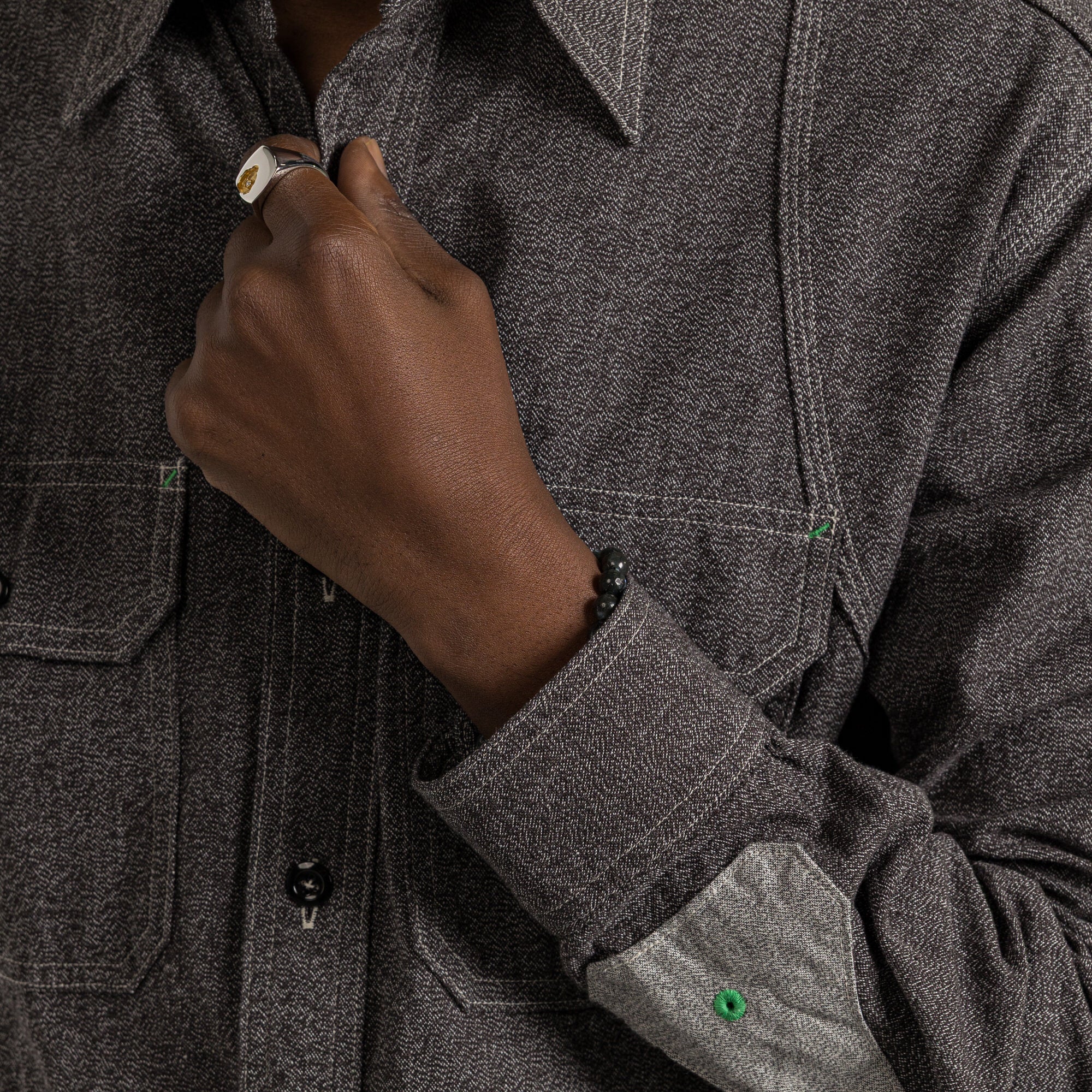 Grandrelle 2TONES BONE Patch Ventilator Workshirt - Charcoal - Image 5