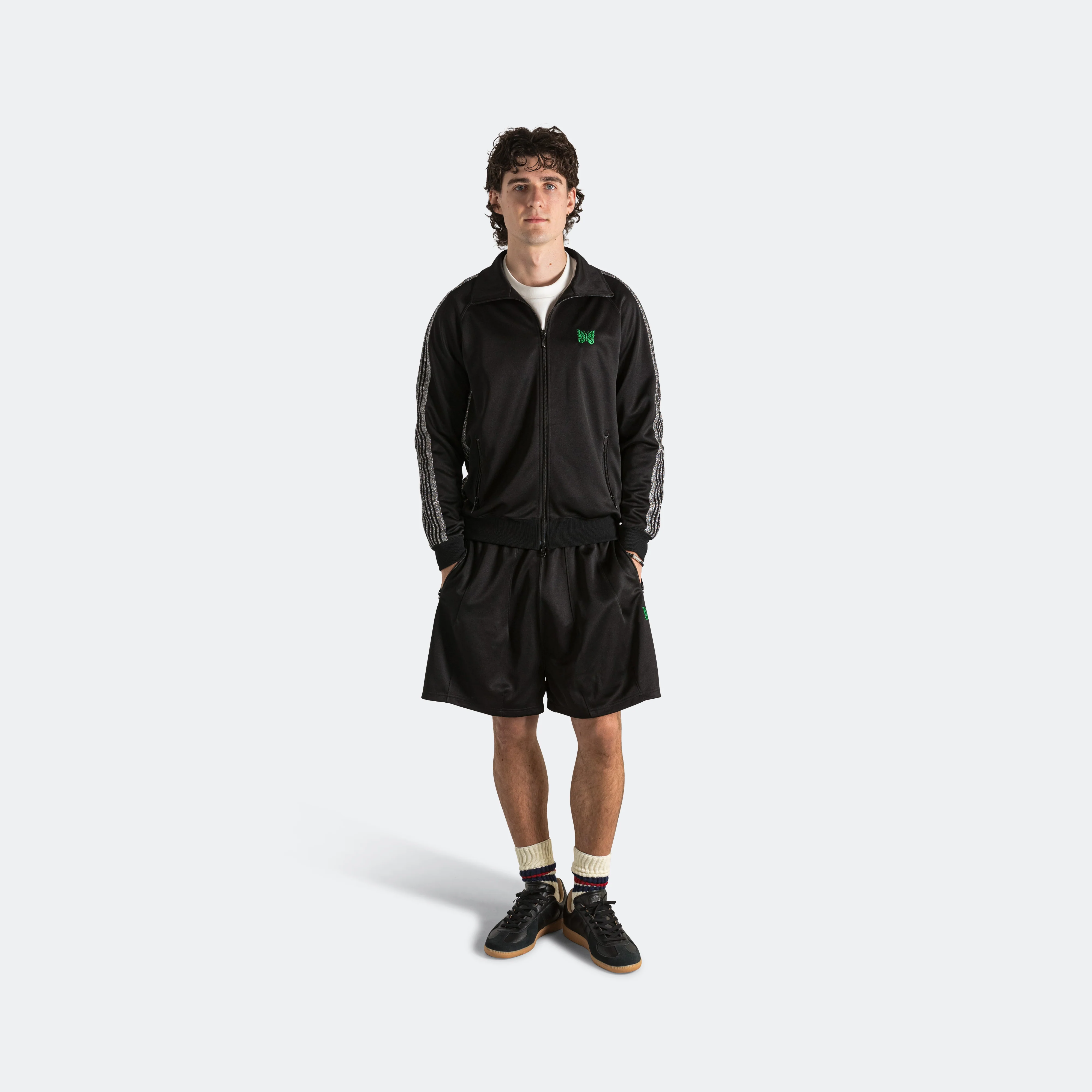H.D. Track Short x UP THERE - Black/Silver Poly Smooth - Image 2