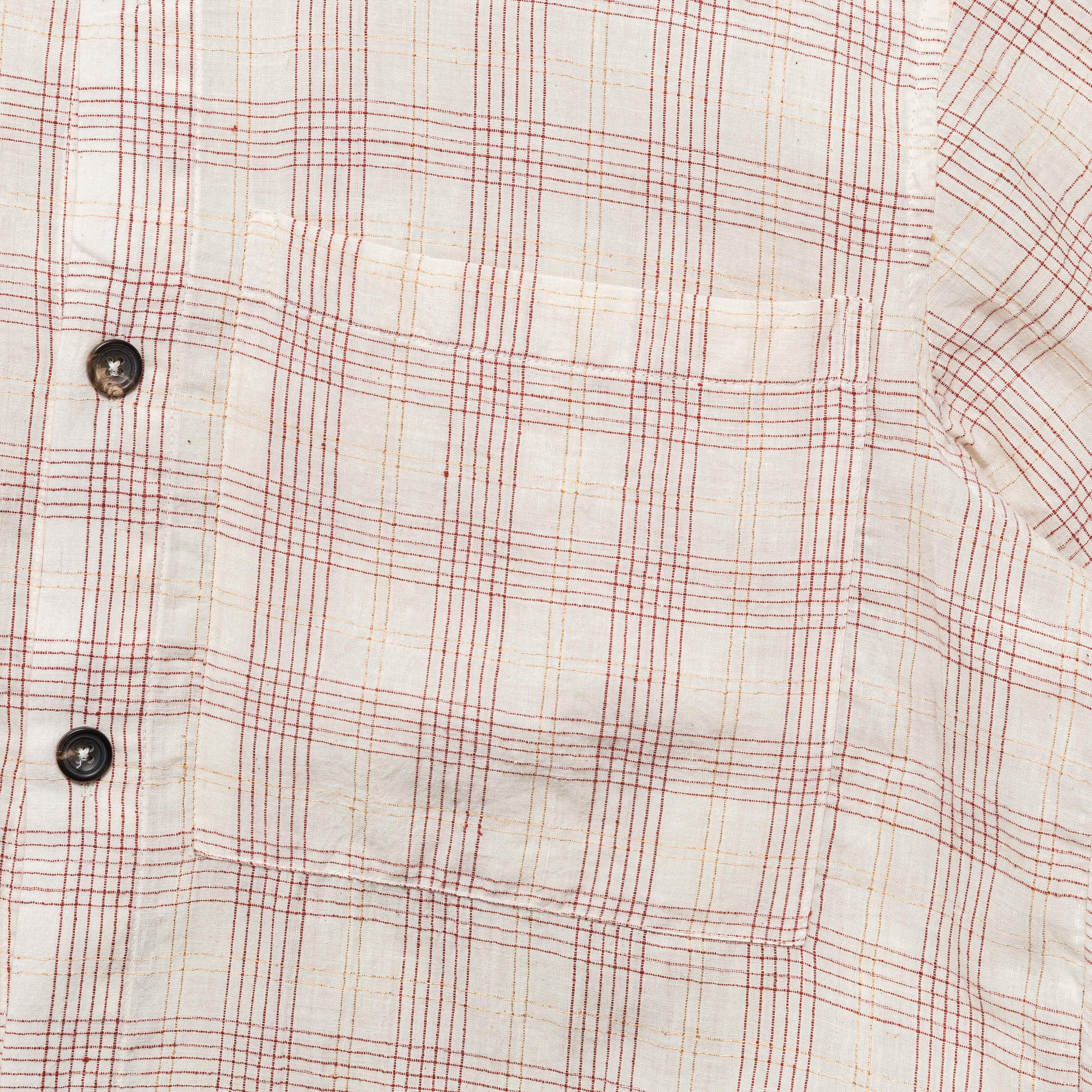 Handloom Shirt LS - Gold Zari Woven Stripes Ecru/Maroon - Image 3