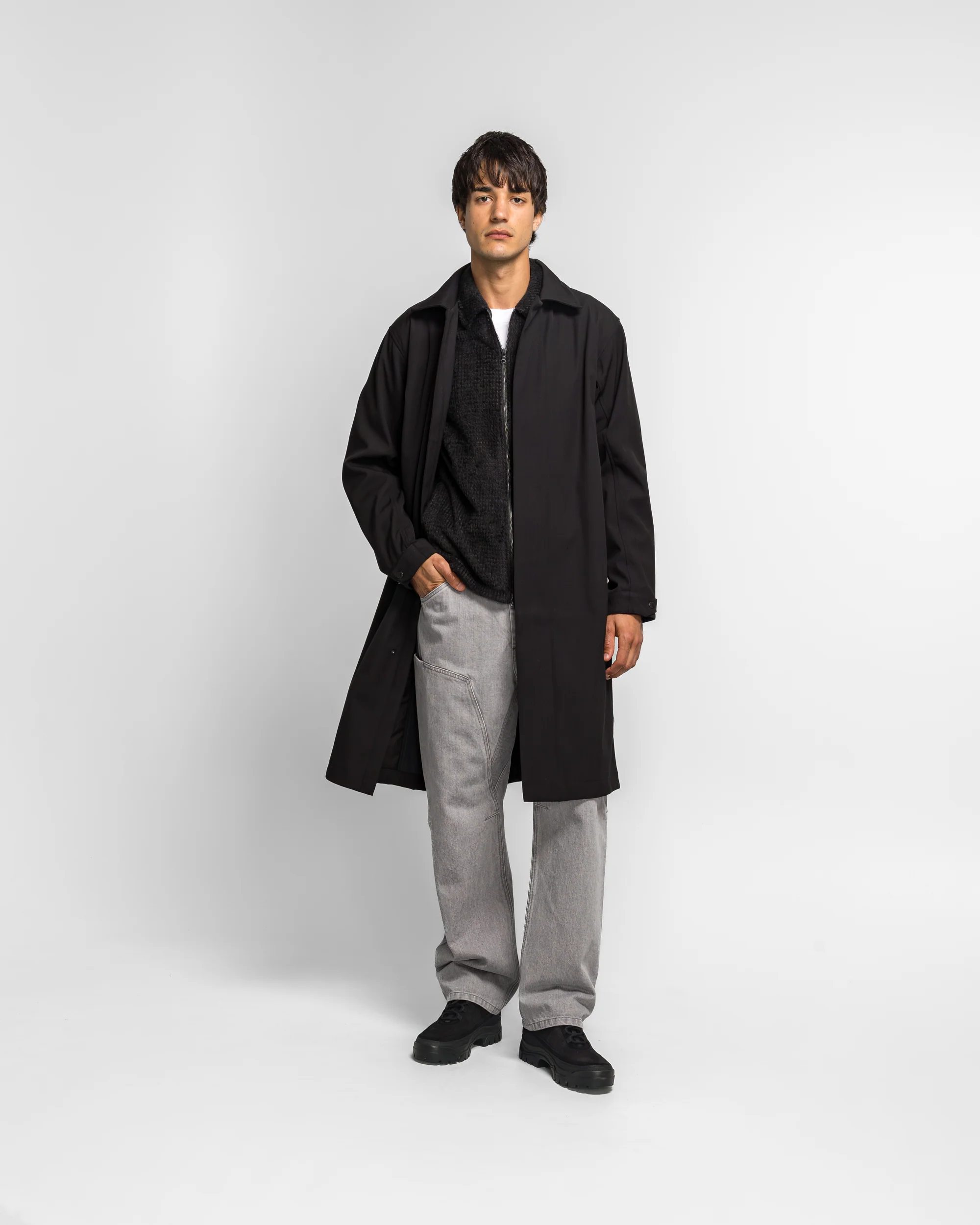 Bureau Overcoat Loro Piana Storm System Nylon Wool - Black - Image 6