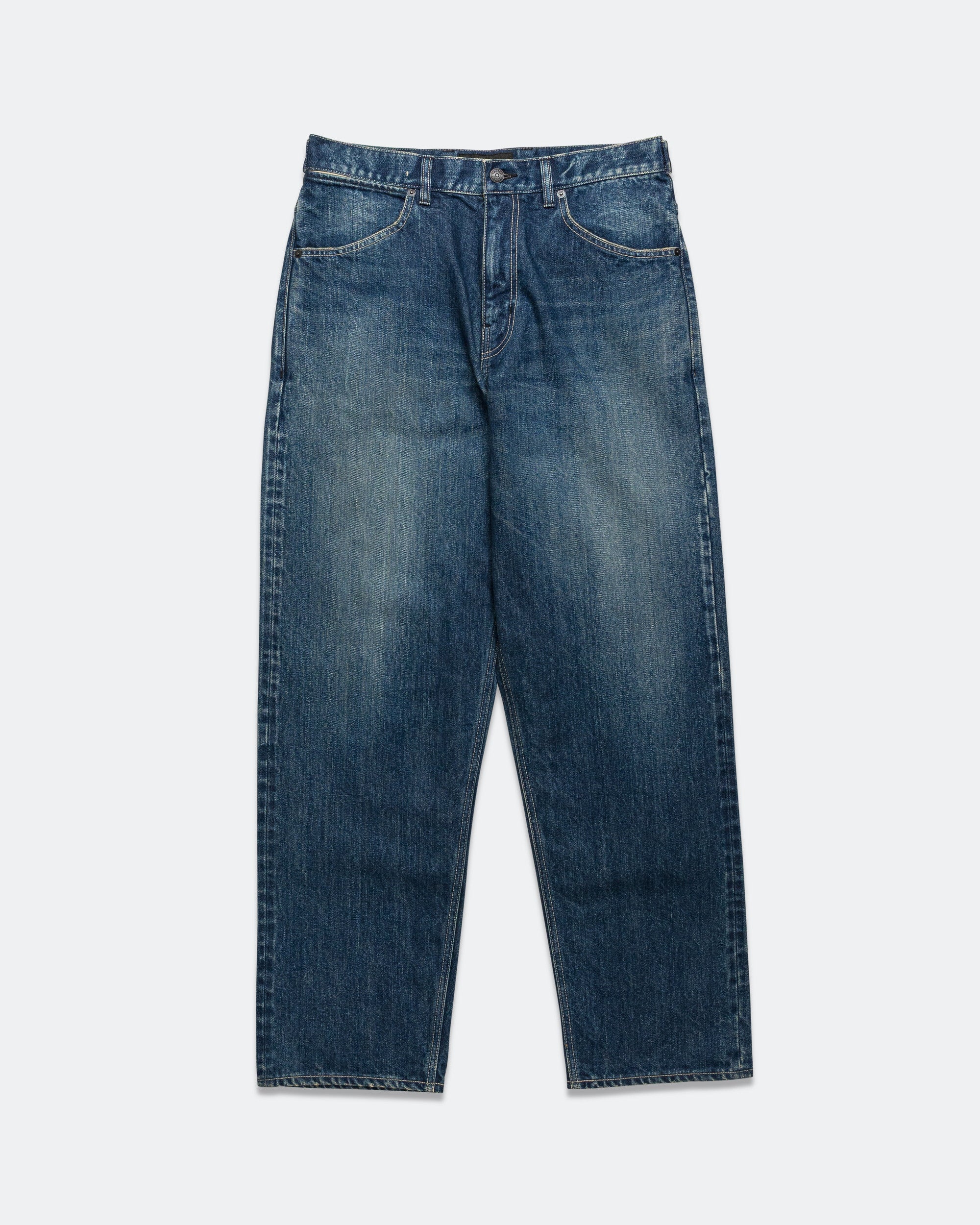 Station Pant - Suvin Cotton Denim Washed Navy
