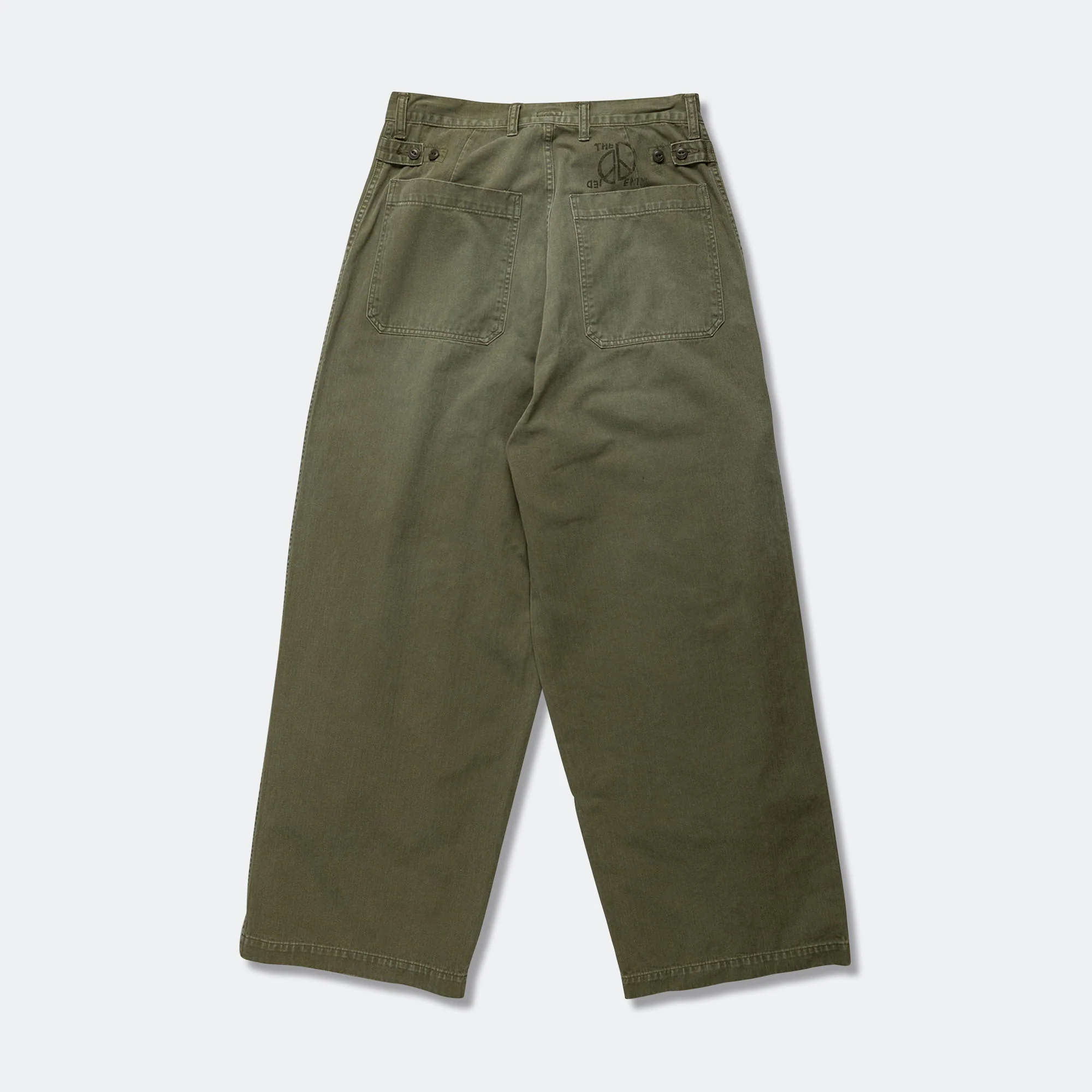 Herringbone FATIGUE Baggy Pants - Khaki - Image 4