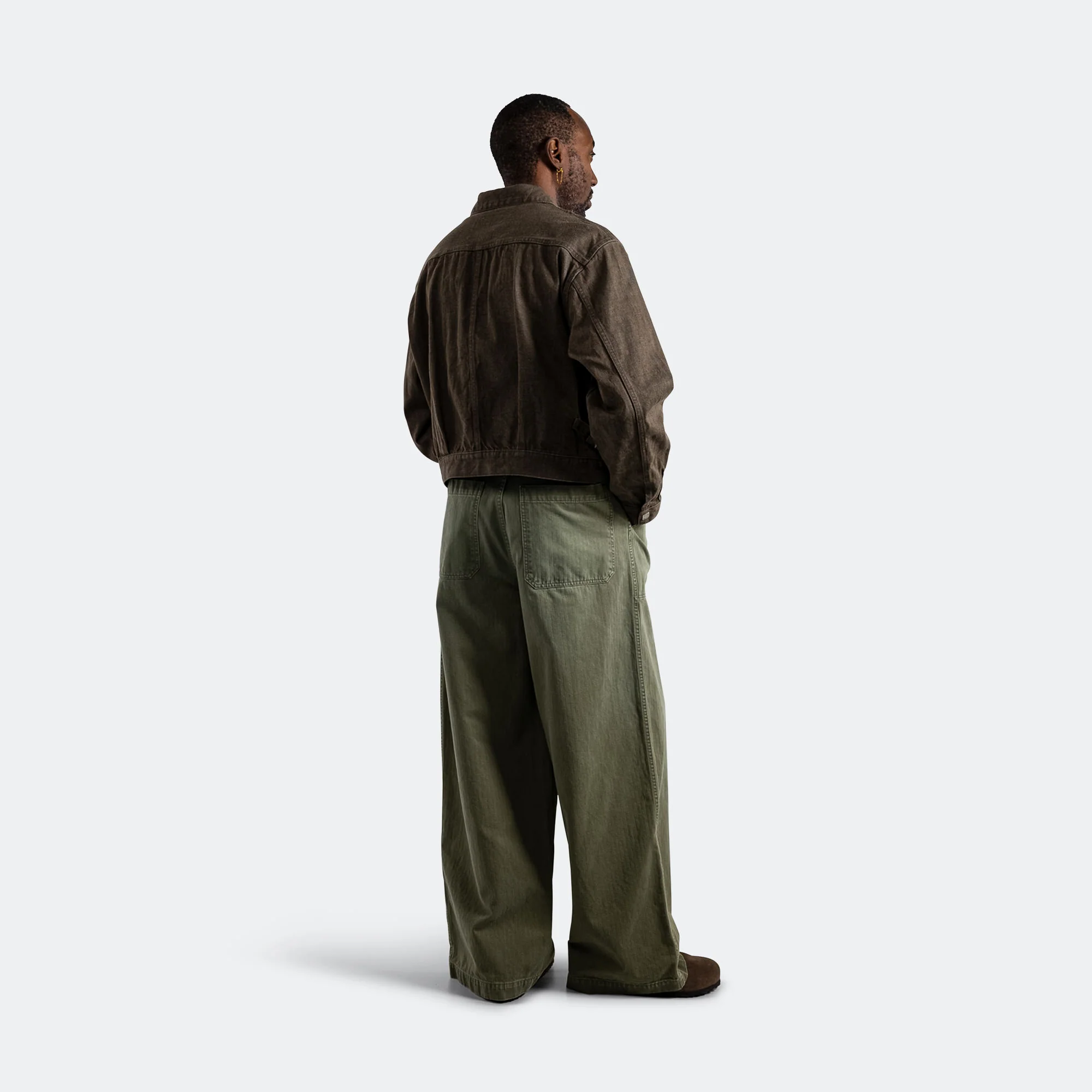 Herringbone FATIGUE Baggy Pants - Khaki - Image 9