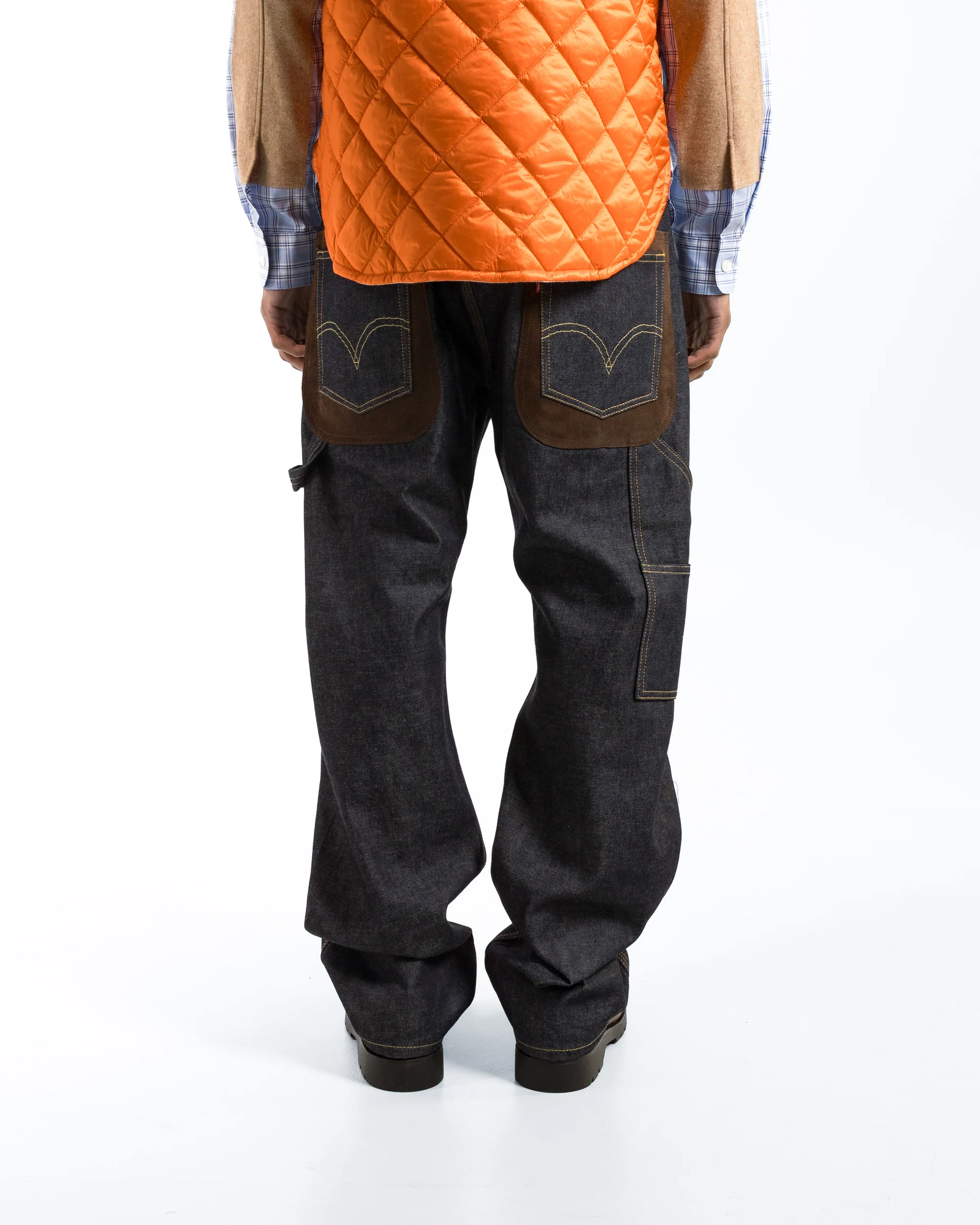 Cotton Denim Leather Pants x Levis - Indigo/Brown - Image 4